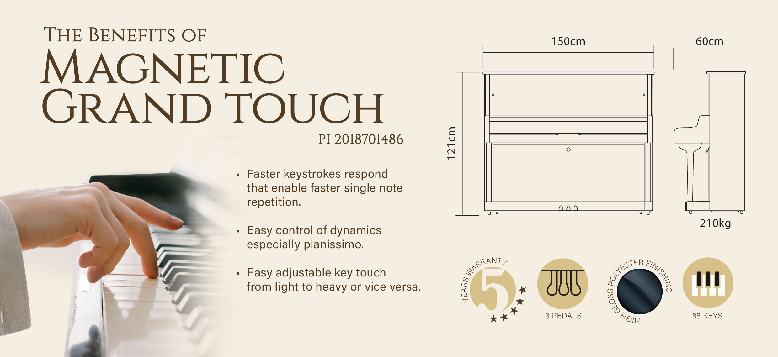 M. Premium MP 121 PE V-6 Upright Piano