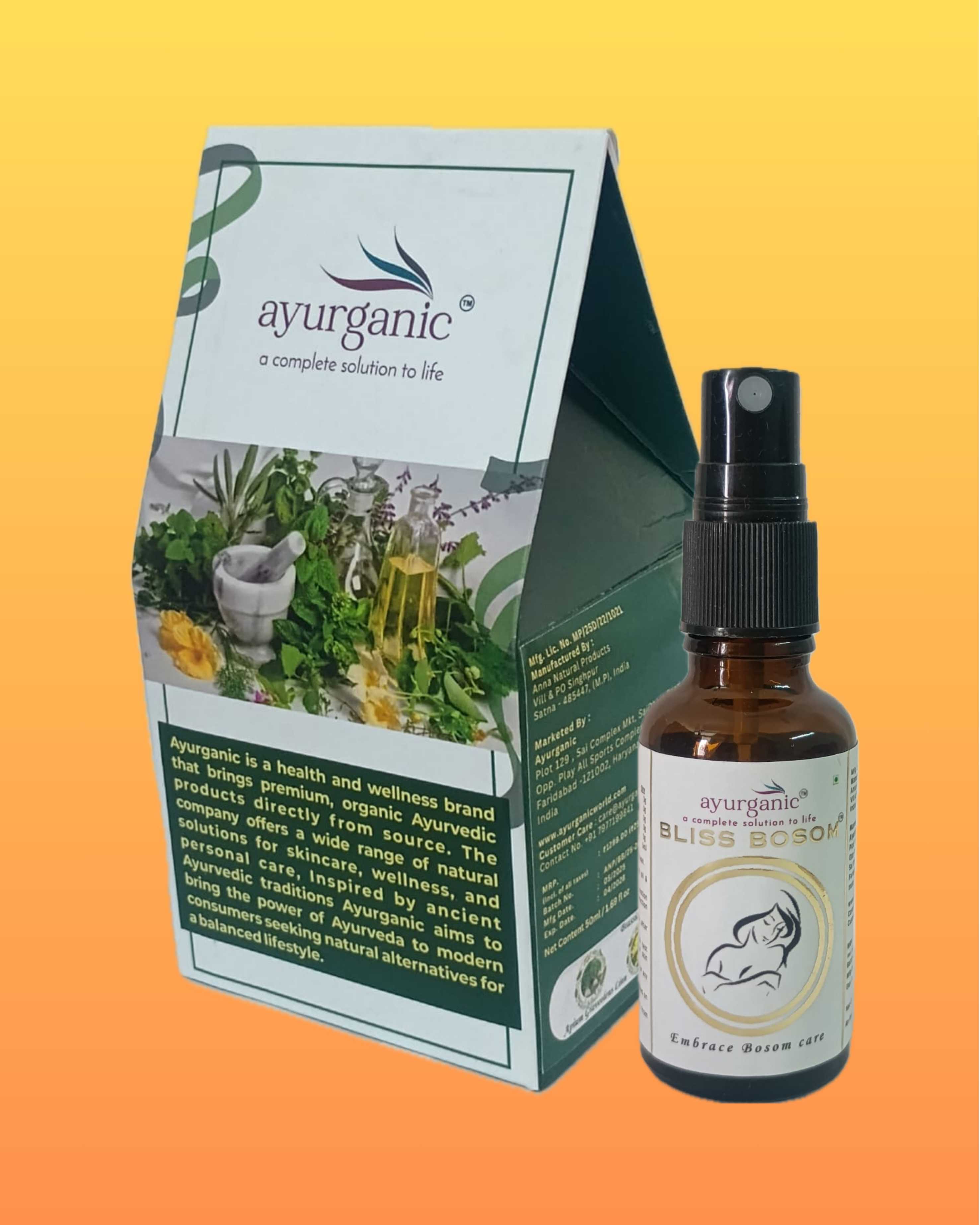 Bliss Bosom by Ayurganic Bosom Care Oil for Women II 30ml II Pack Of 1 II With Mist Spray