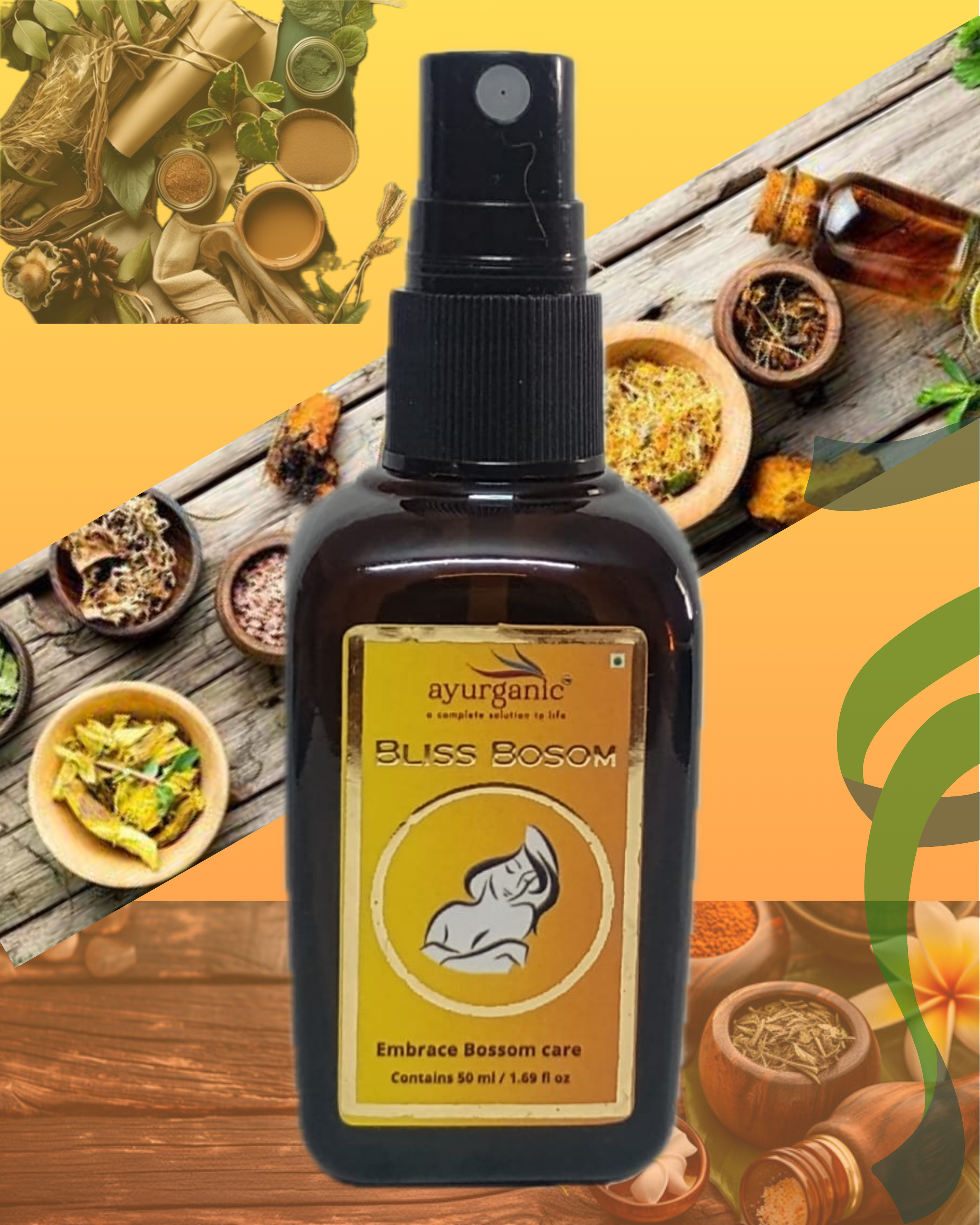 Ayurganic Bliss Bosom 50ml FREE Mist Spray : Bosom Care Ayurvedic Oil for Girls