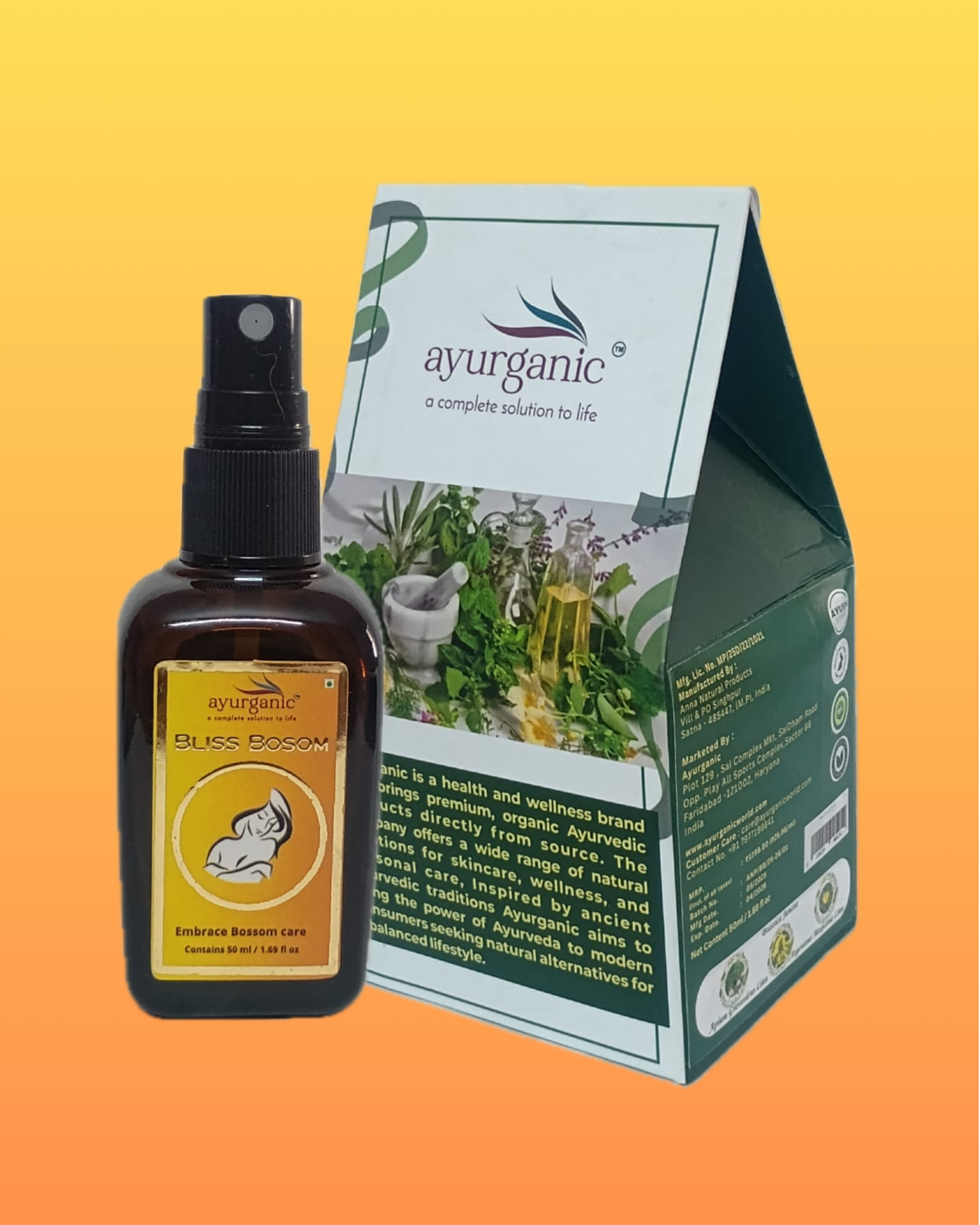 Ayurganic Bliss Bosom 50ml FREE Mist Spray : Bosom Care Ayurvedic Oil for Girls