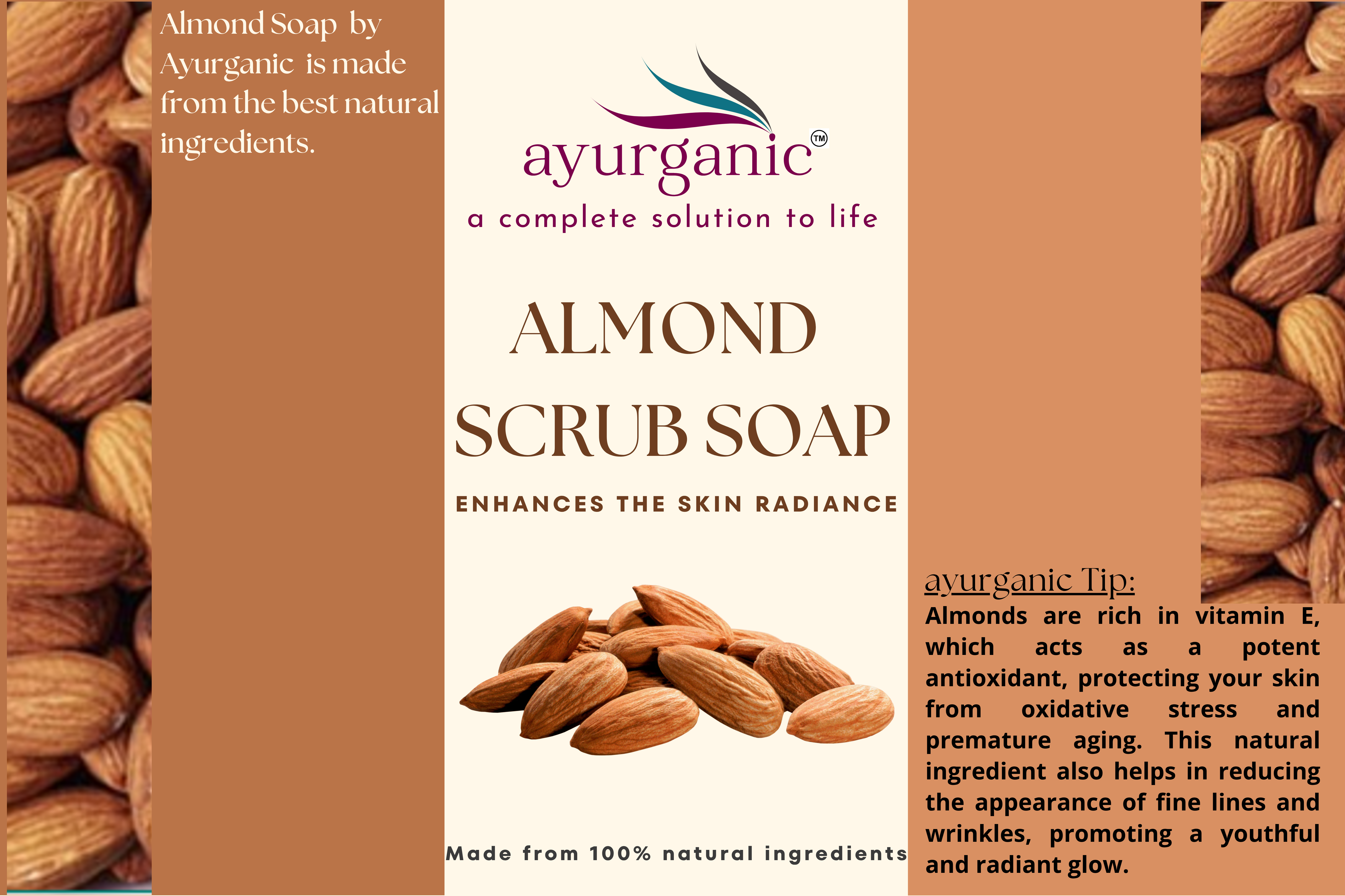 Almond Soap By Ayuganic 100g