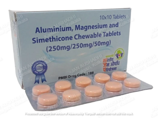 188 Dried Aluminum Hydroxide 250mg, Magnesium Hydroxide 250mg and Activated Dimethicone 50mg Chewable Antacid Tablets