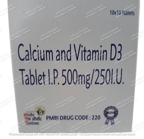 220 Calcium and Vitamin D3 Tablet I.P. 500mg/250I.U.