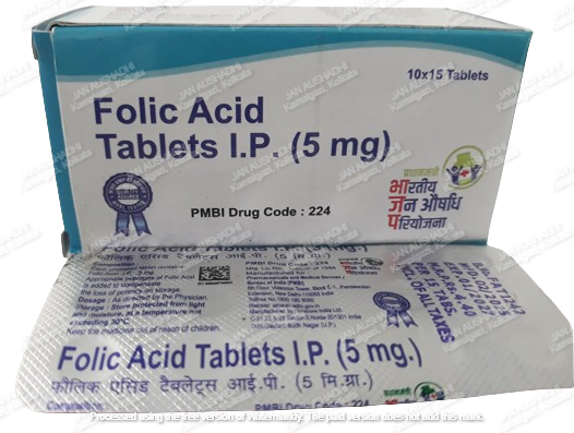 224 Folic Acid Tablets I.P. (5 mg)