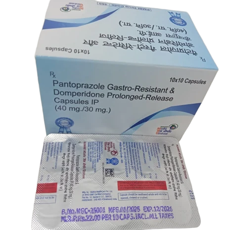 465 Pantoprazole 40mg (Gastro-resistant) and Domperidone 30mg (Prolonged Release) Capsules IP