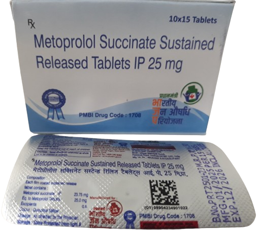 1708 Metoprolol Succinate Sustained Released Tablets IP 25 mg