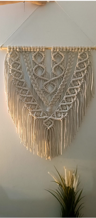 Heavy Macrame 5mm cotton cord Beige wall hanging premium