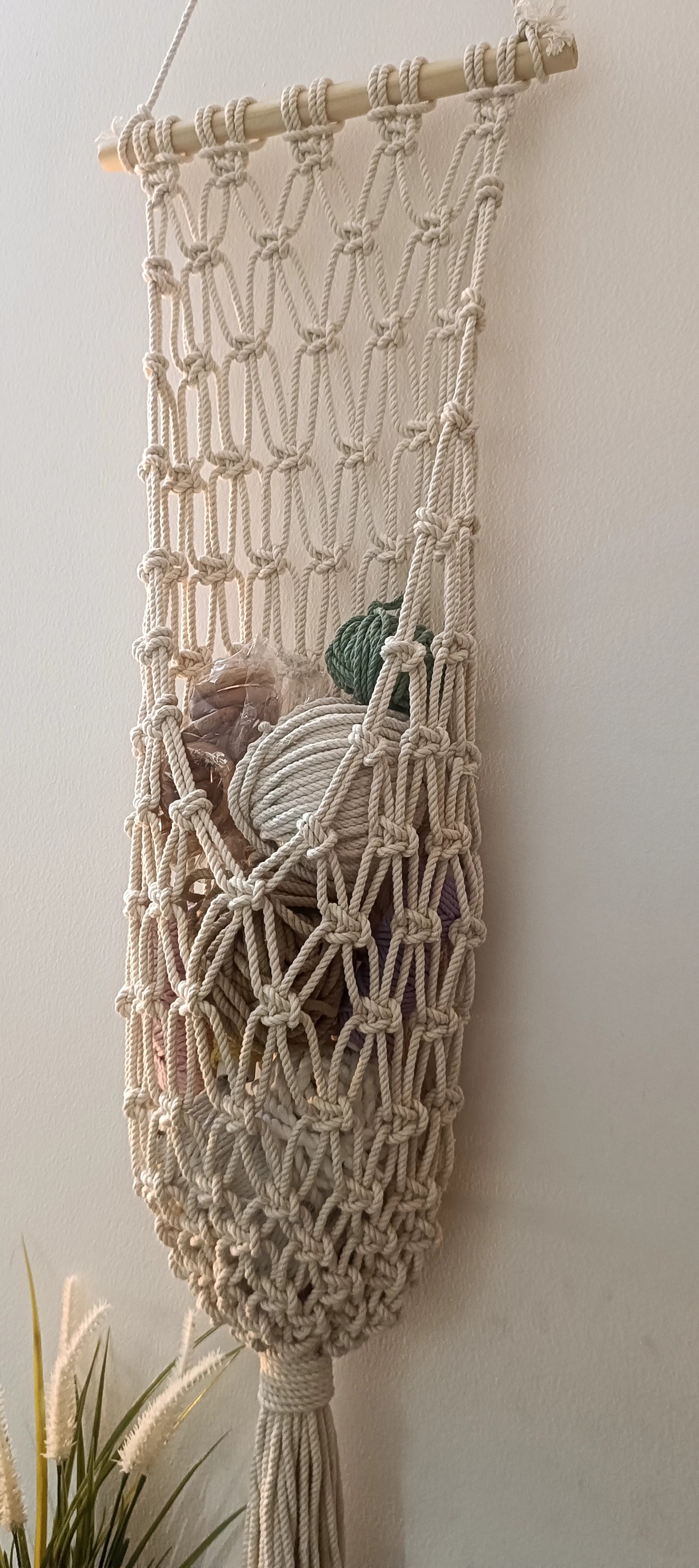 Dimacra Boho Chic Macrame Hanging Basket -  Wall Organizer