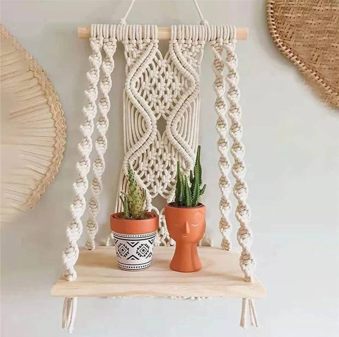Handmade Macrame Hanging Shelf