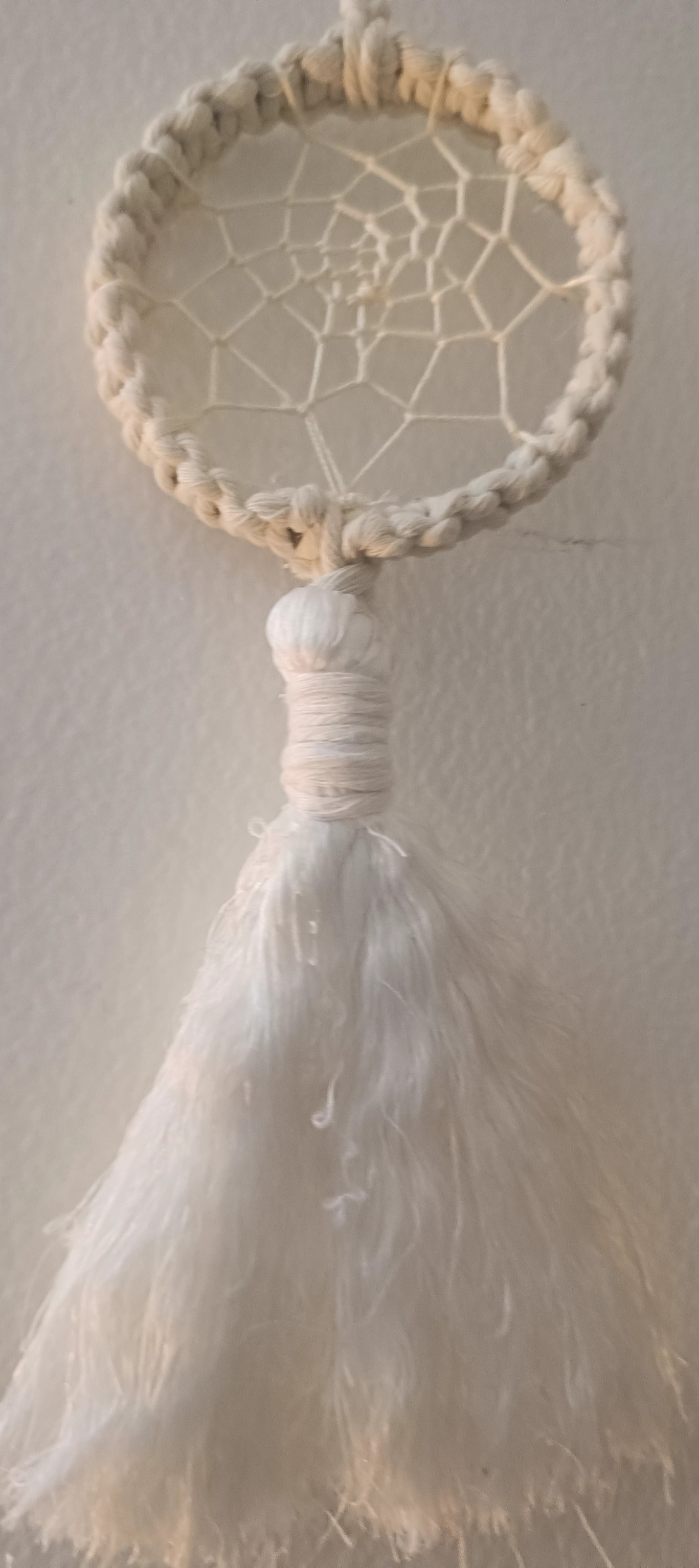 Handmade White Dreamcatcher Hanging 7 Inches