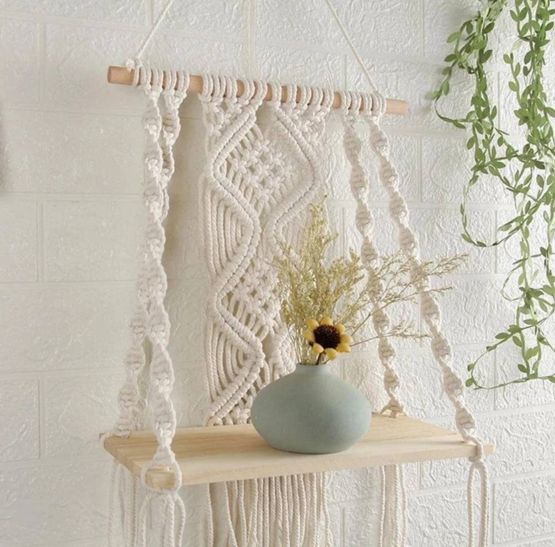 Handmade Macrame Hanging Shelf