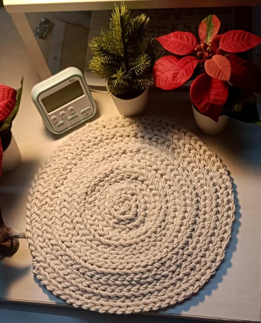 Handmade Rope Table Mat Crochet Round Dining Decor Placemat