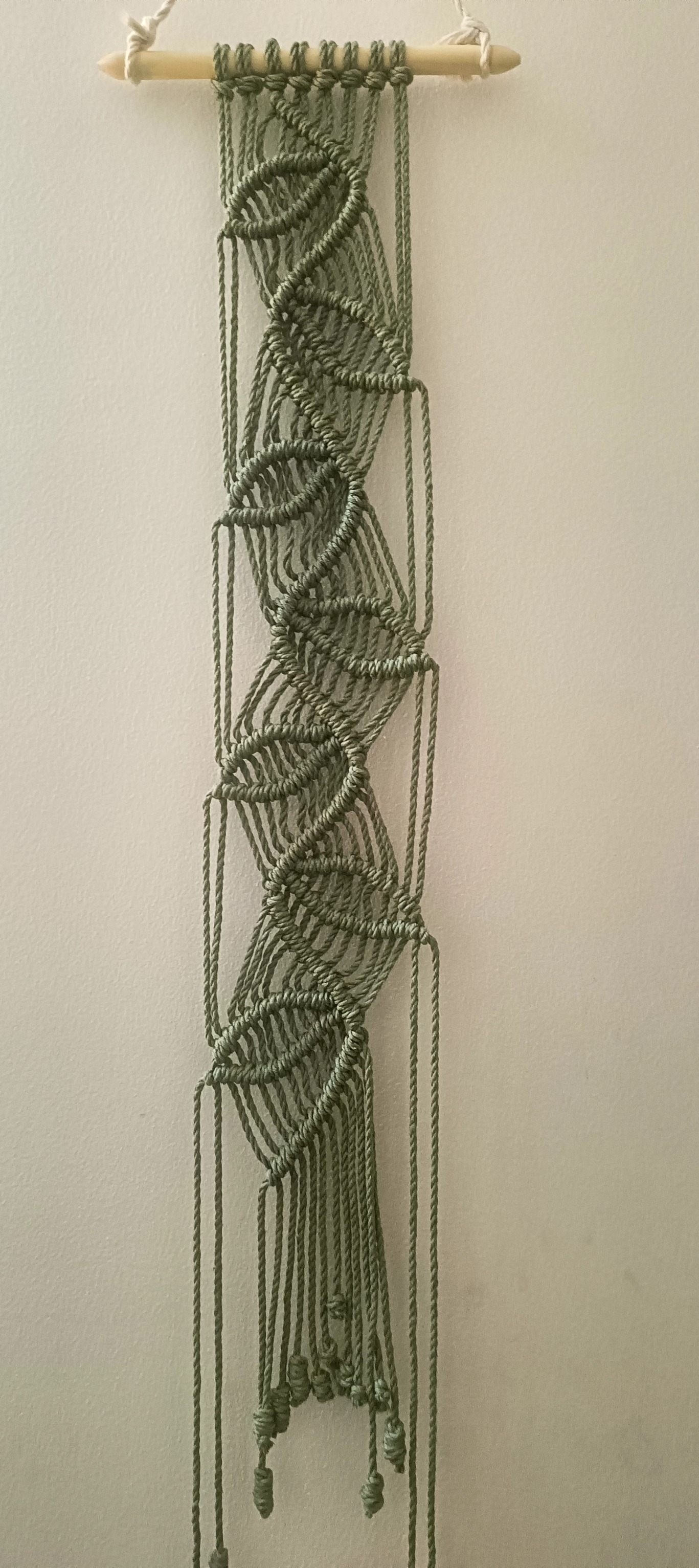 Macrame narrow knotted leaves wall hanging 