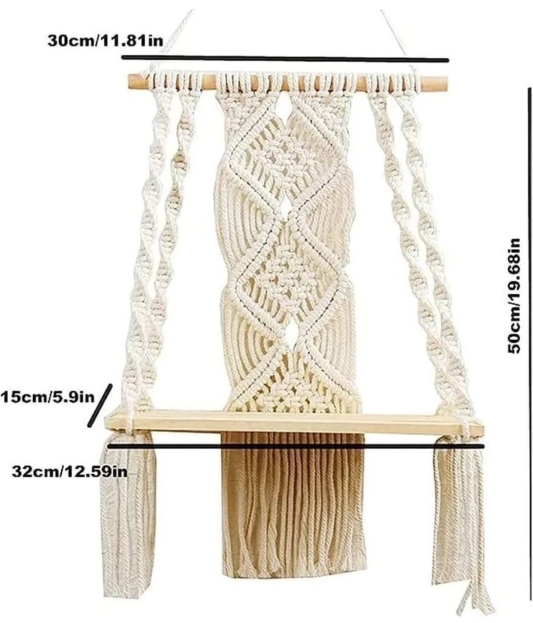Handmade Macrame Hanging Shelf