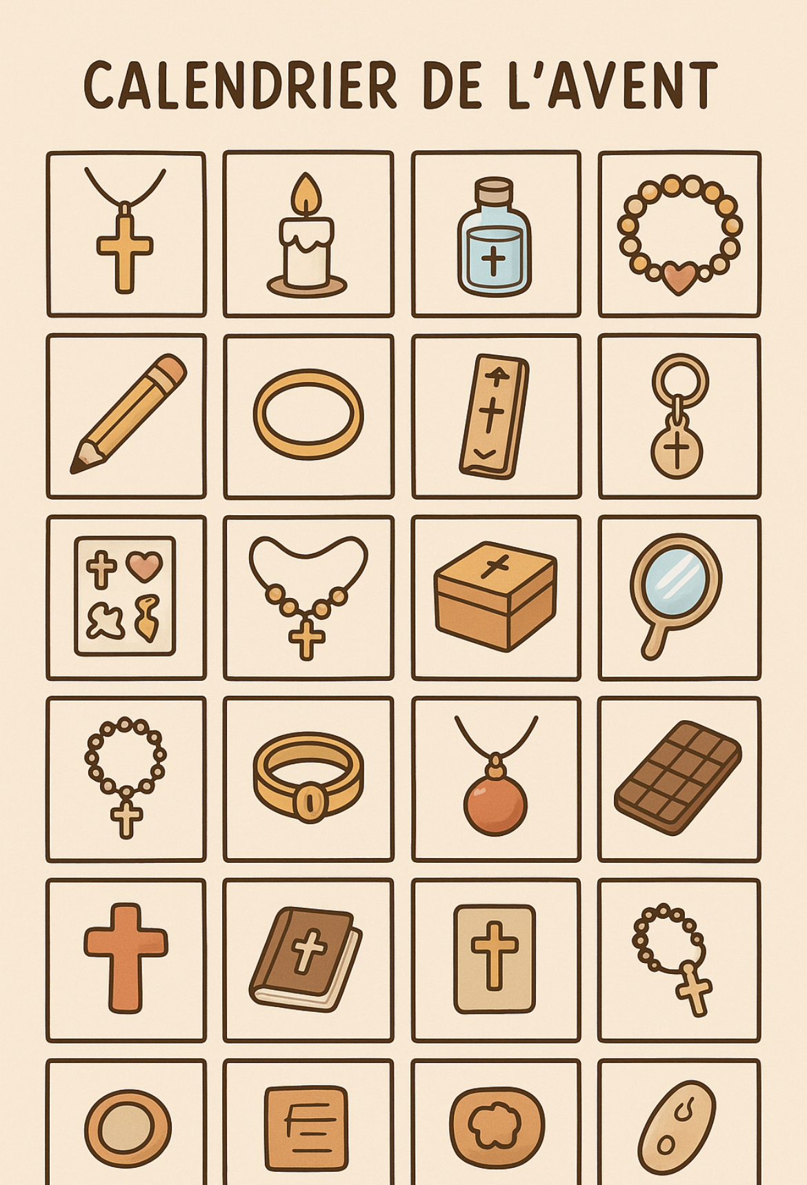 Calendrier de l'Avent religieux 16 cases