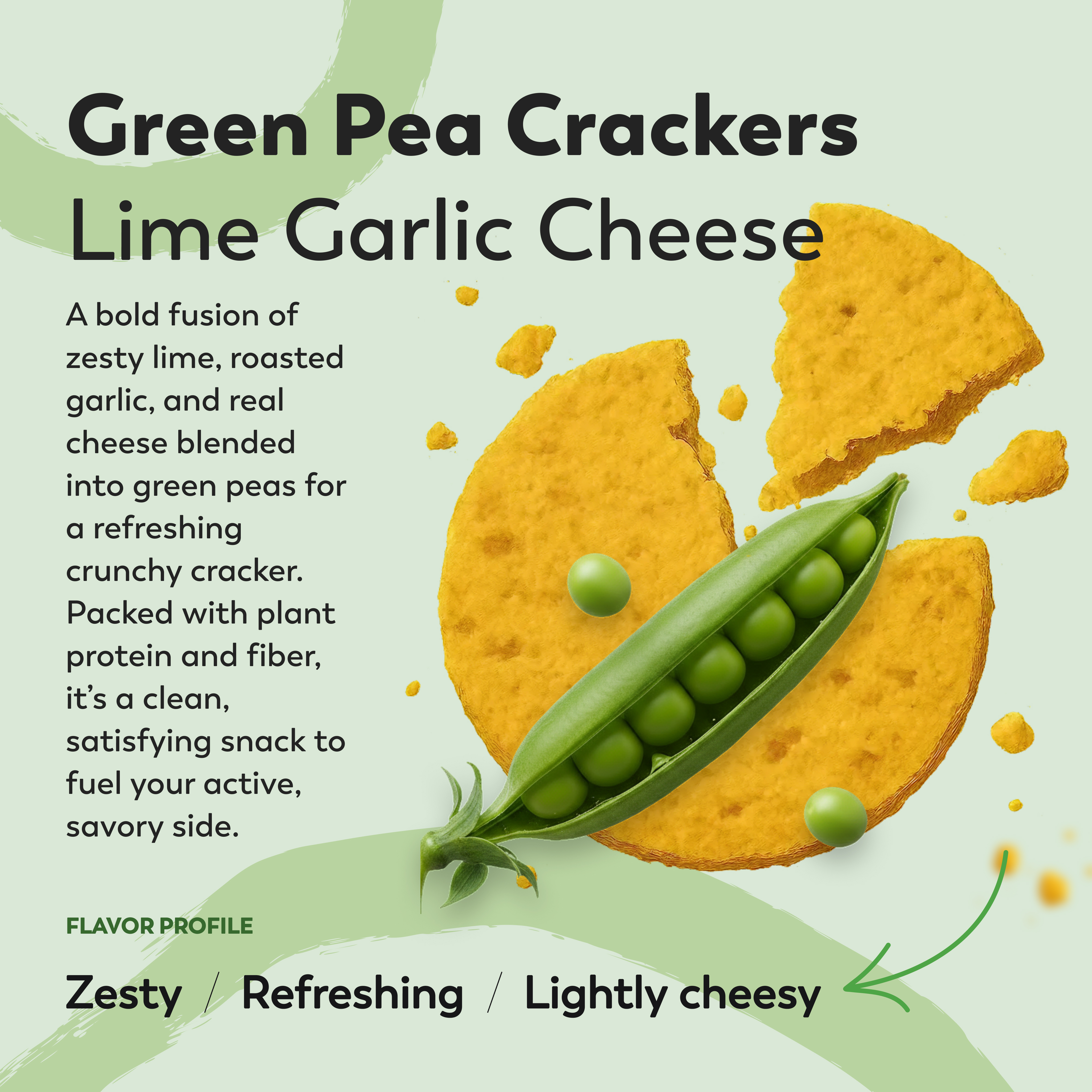 Lime Garlic Cheese Green Pea Crackers (30g)