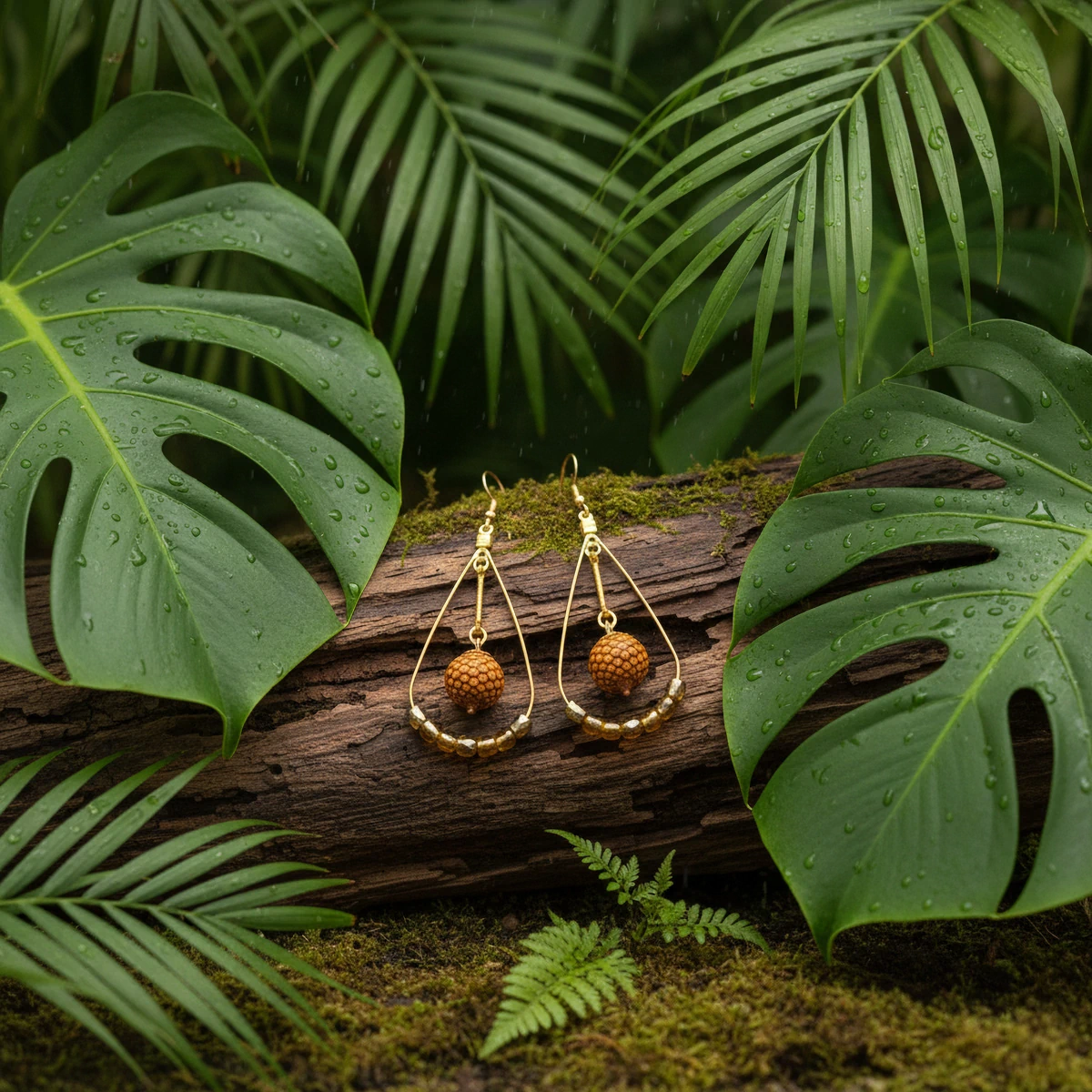 Boucles d'oreilles Rotin