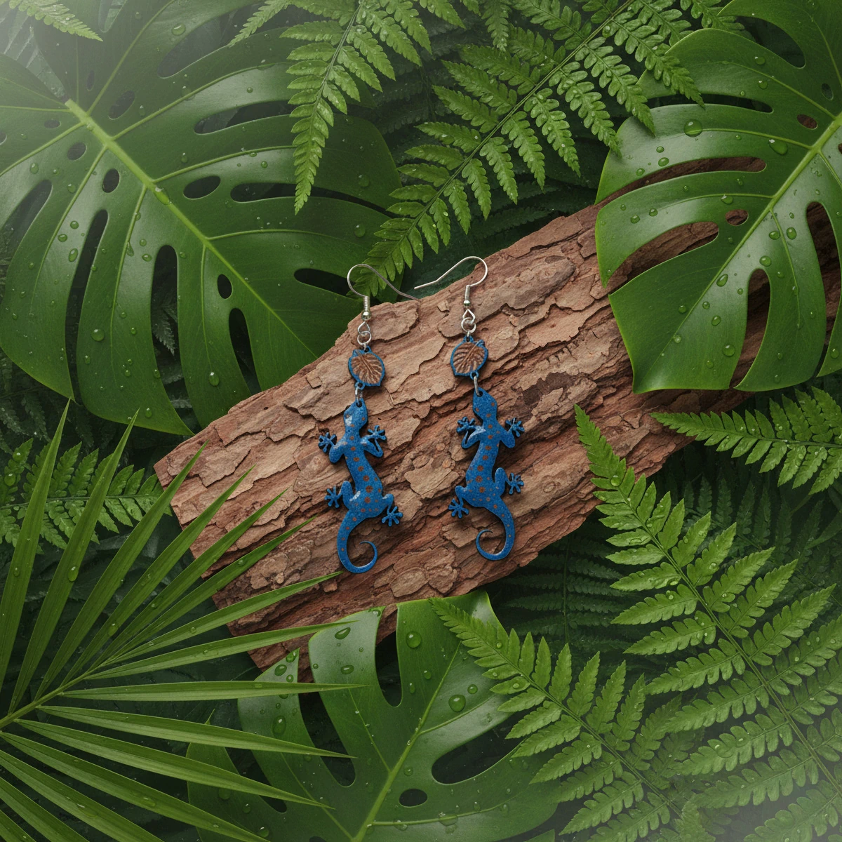 Boucles d'oreilles Lezard Monstera