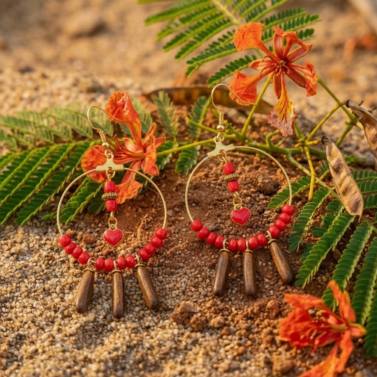 Boucles d'oreilles Flamboyante Rouge