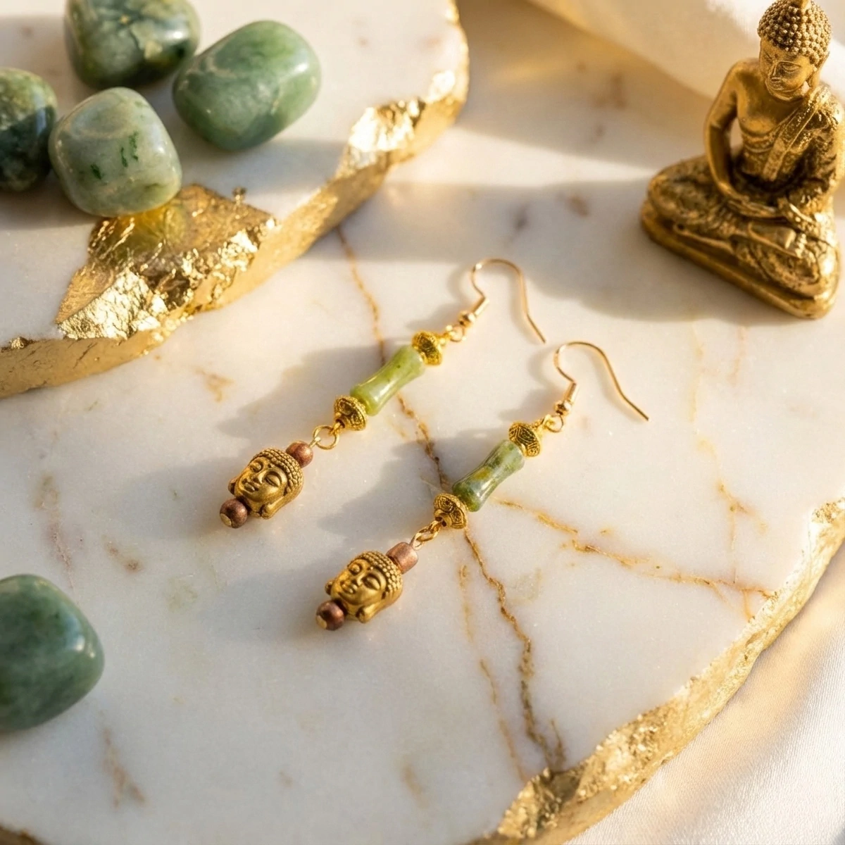 Boucles d'oreilles Boudha Jade