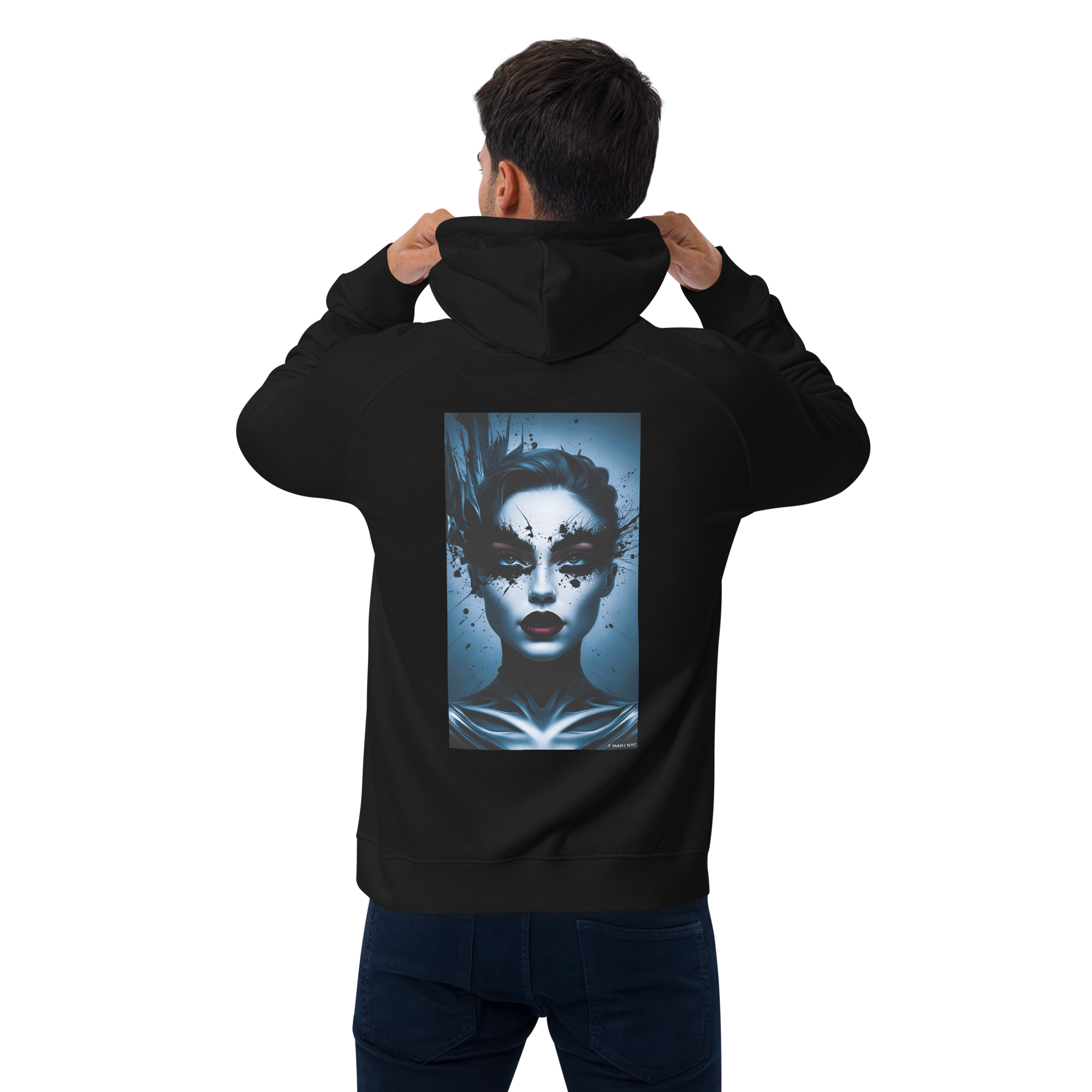 Hoodie „Blue Neon Face“ – Unisex Designsweatshirt
