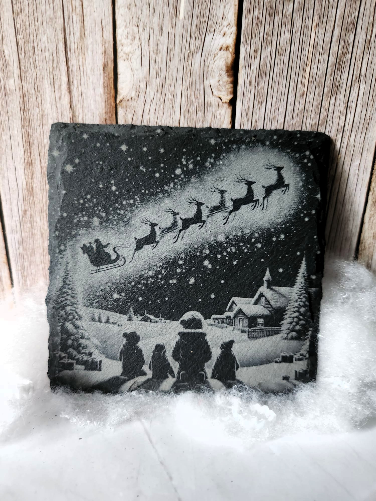 Weihnachtliche Schiefertafel „Heilige Nacht“ – 10 × 10 cm