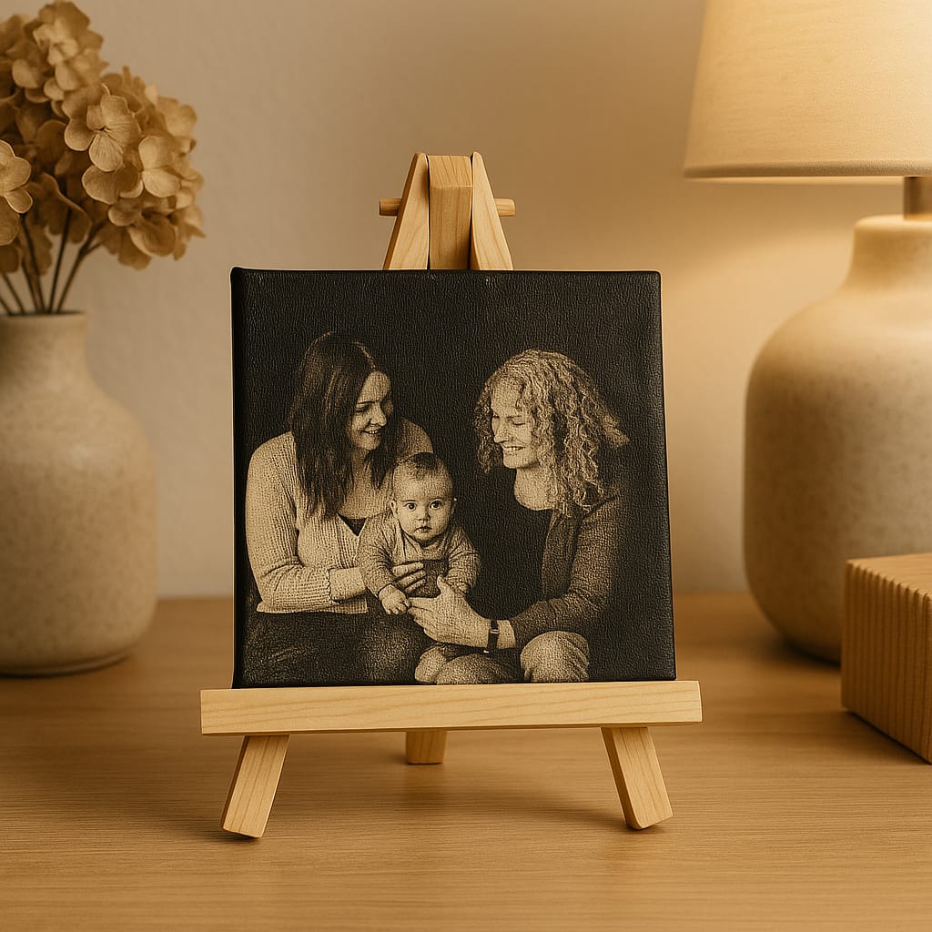 Mini-Leinwand mit Staffelei – personalisierbar – 7 × 7 cm