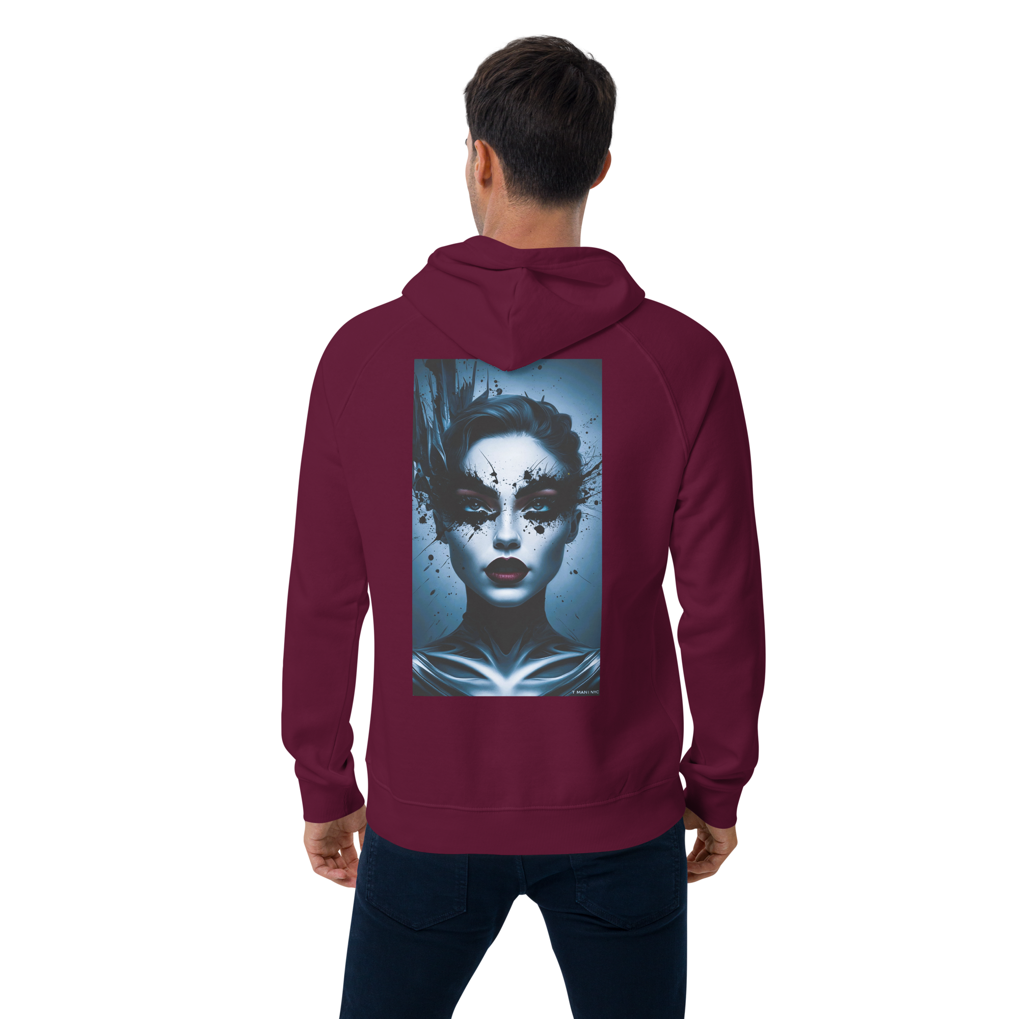 Hoodie „Blue Neon Face“ – Unisex Designsweatshirt