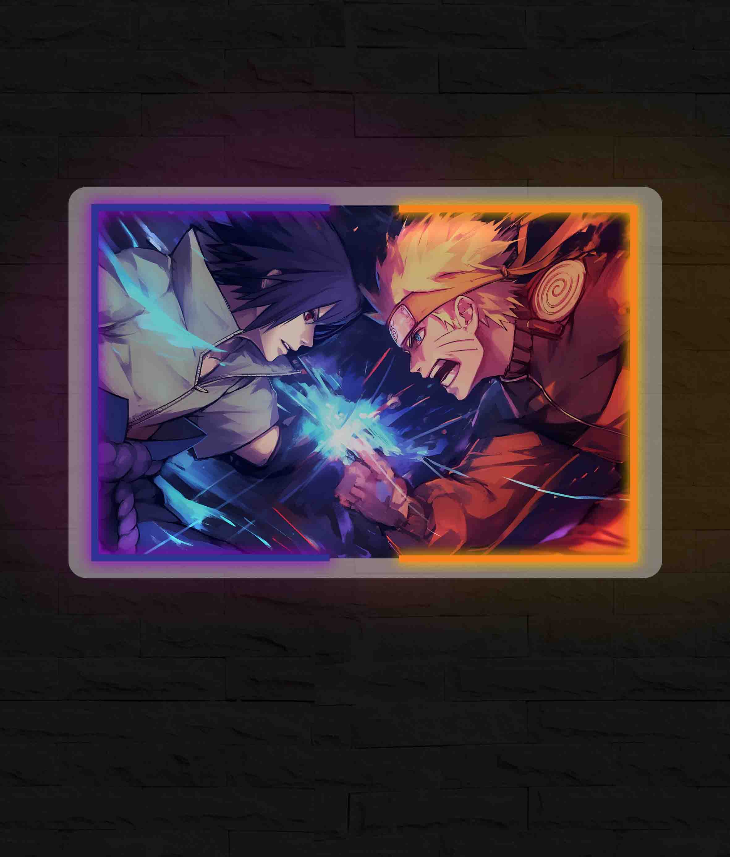 Insegna Neon - Sasuke Uchiha vs Naruto - Anime Manga