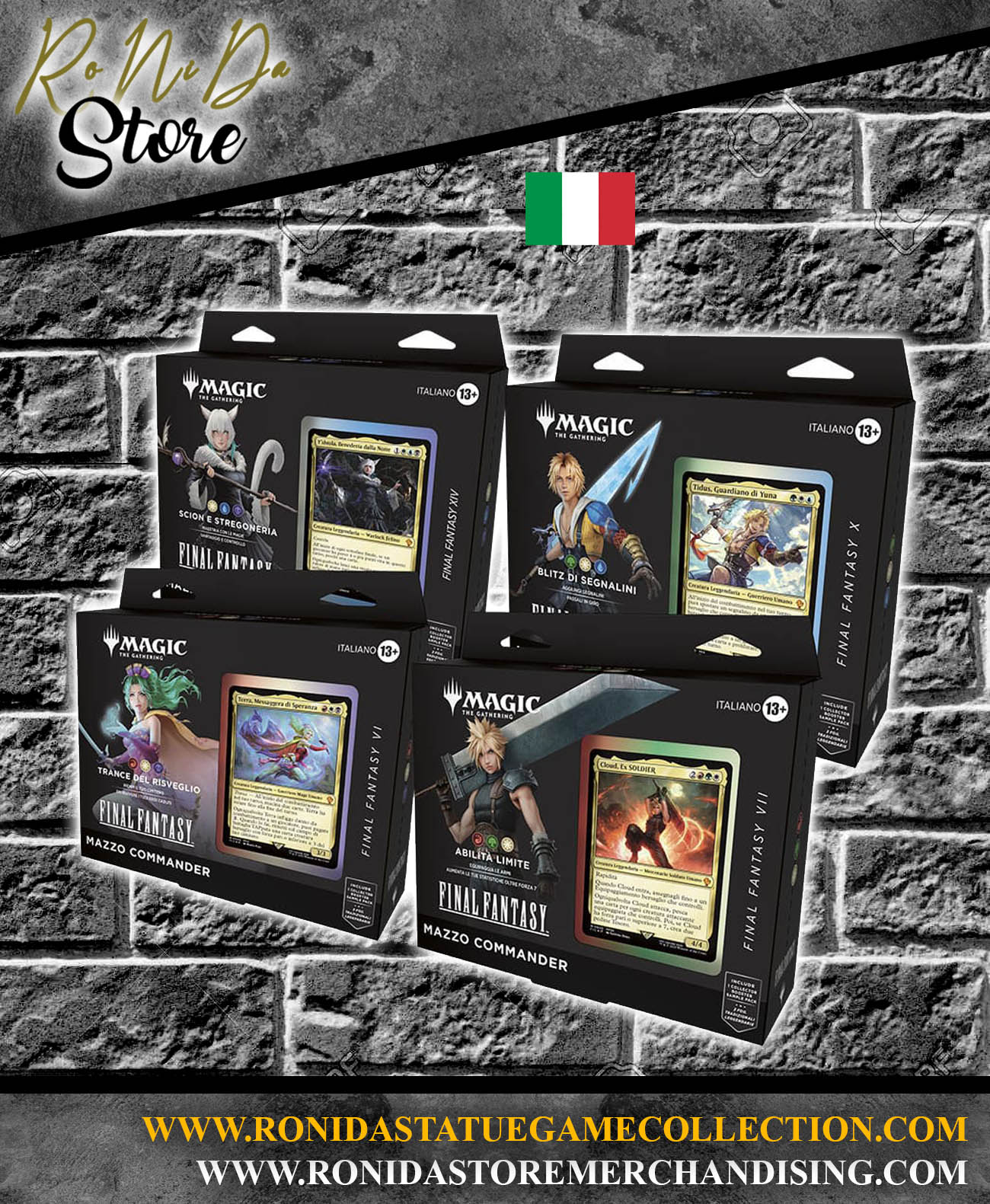 Magic the Gathering Final Fantasy Commander Decks Display  / ITA