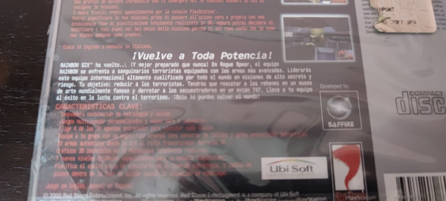 Tom Claney's Rainbow Six Rougue Spear - Retrogame Playstation Ps1