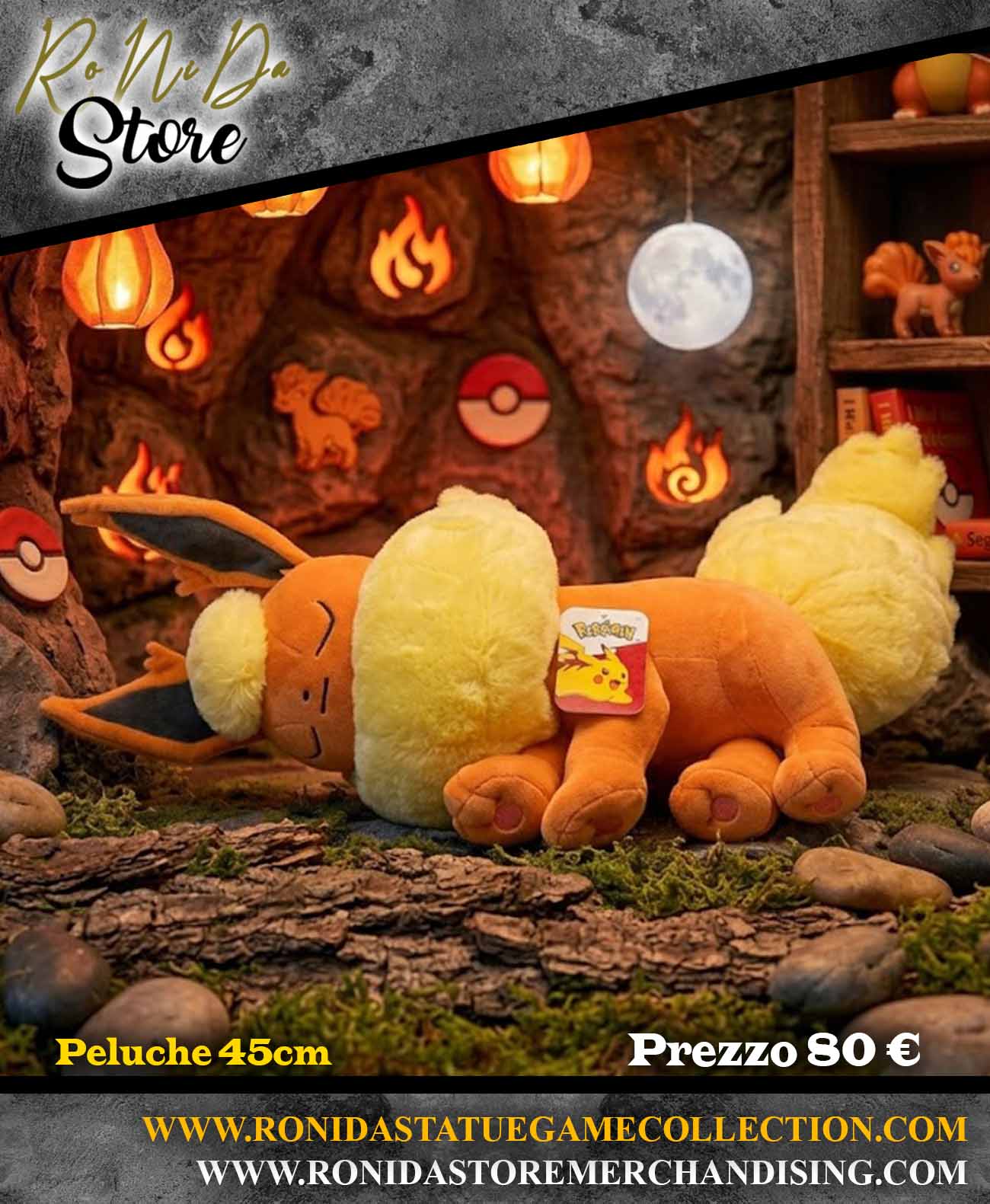 JazWares Peluche - Pokémon Sleeping Plush Figure Flareon
