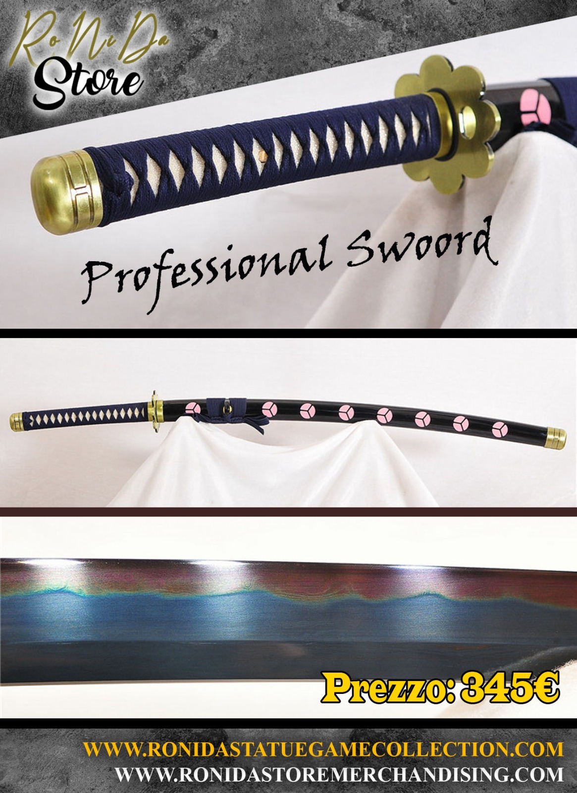 Katana Anime One Piece Zoro Steel Clay Tempered Functional