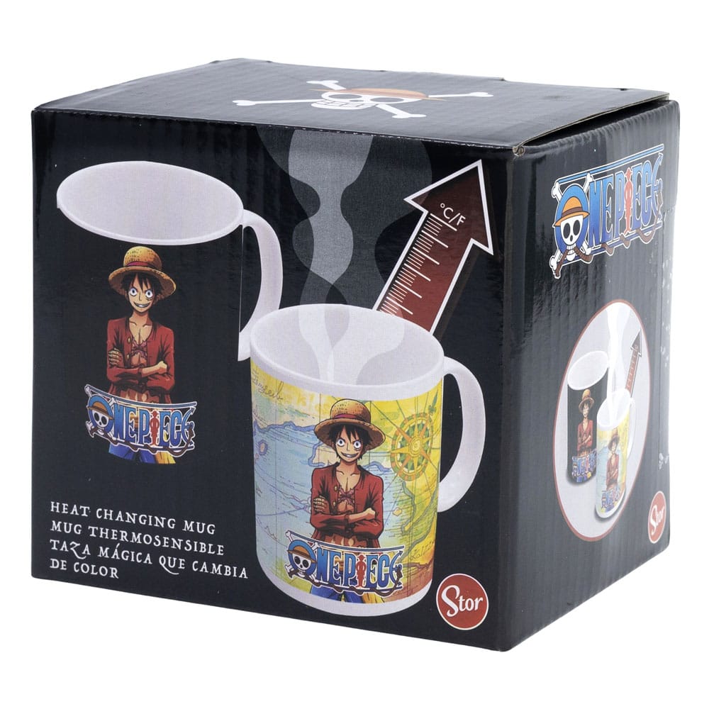 One Piece Mug Wanted - Mug Jolly Roger - Mug Friends - Heat Change Mug Luffy - Mug Straw Hat Pirate Emblem