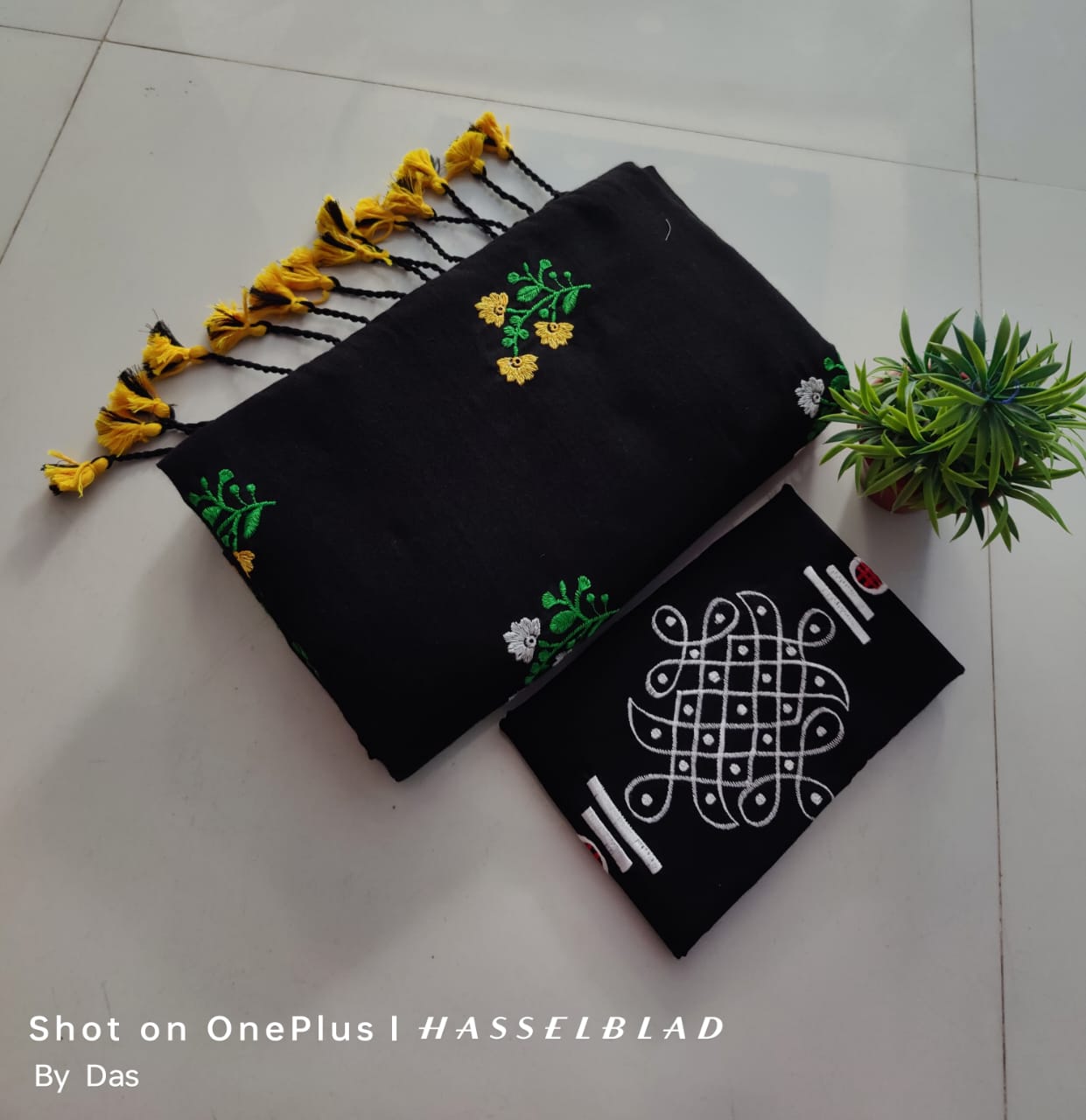 Embroidered Black saree with bp