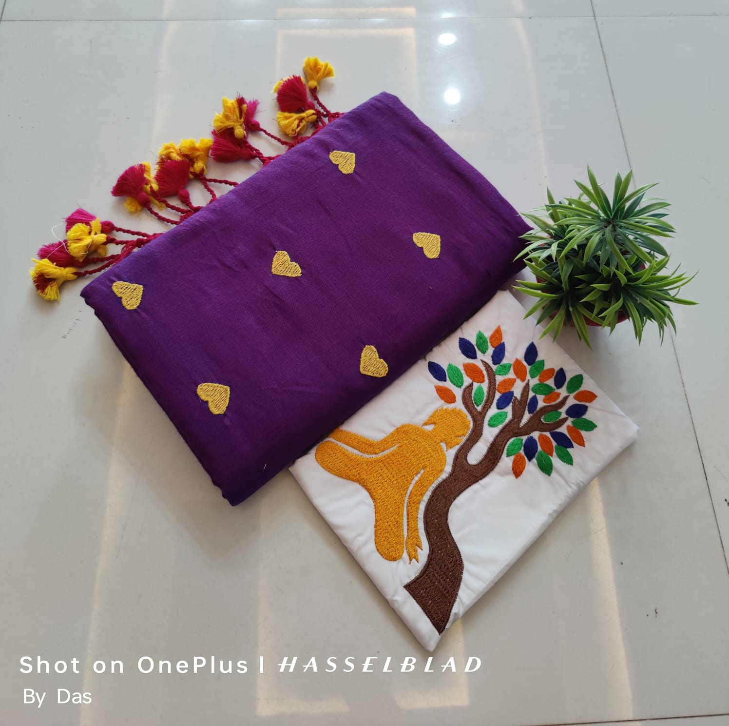 Handloom Best Quality  Khadi by cotton LOVE Embroidery Saree