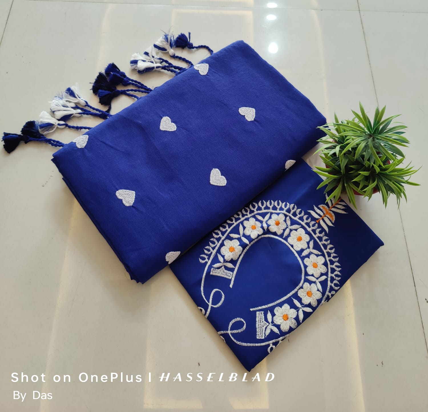 Blue Embroidered saree with bp
