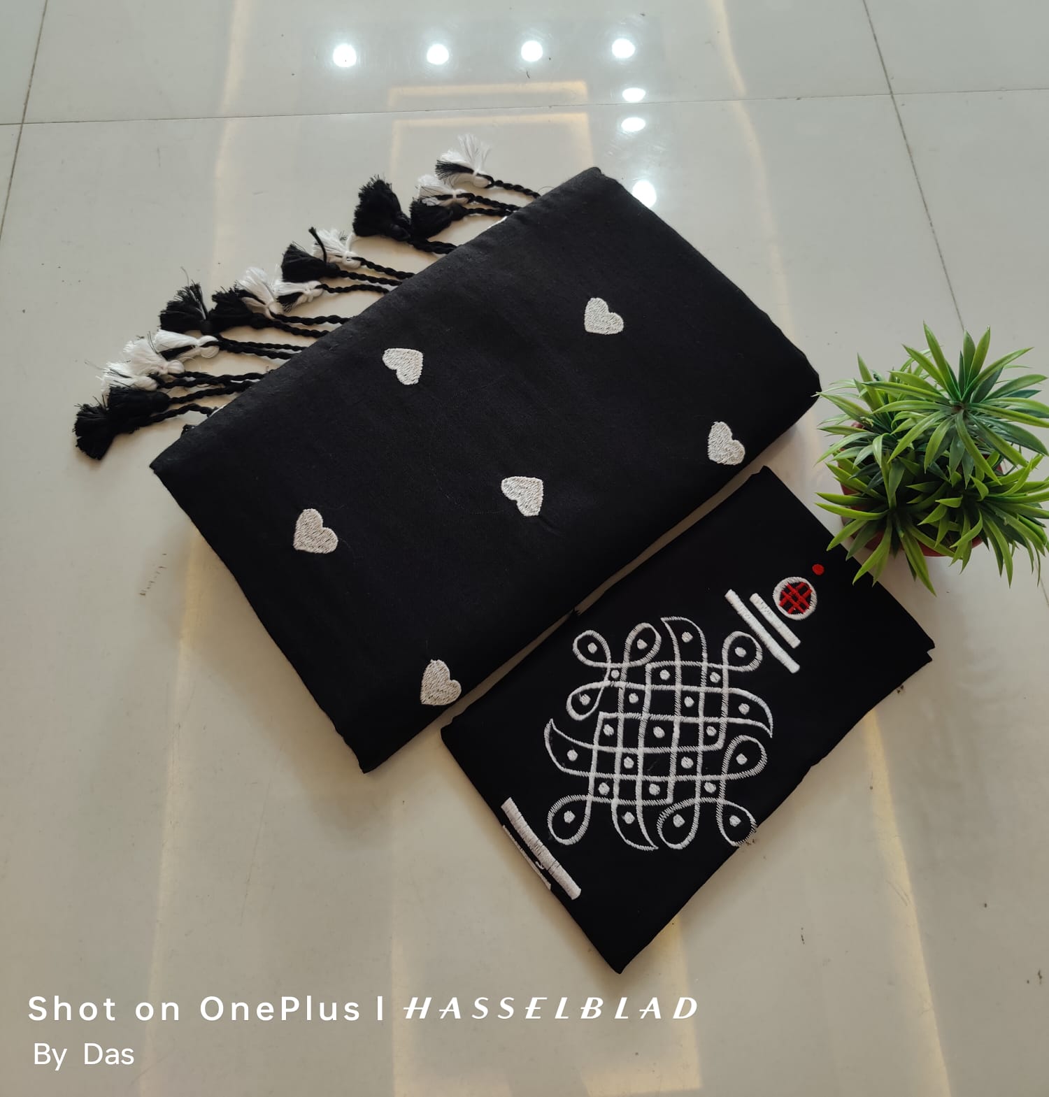 Black Embroidered Shawl Set