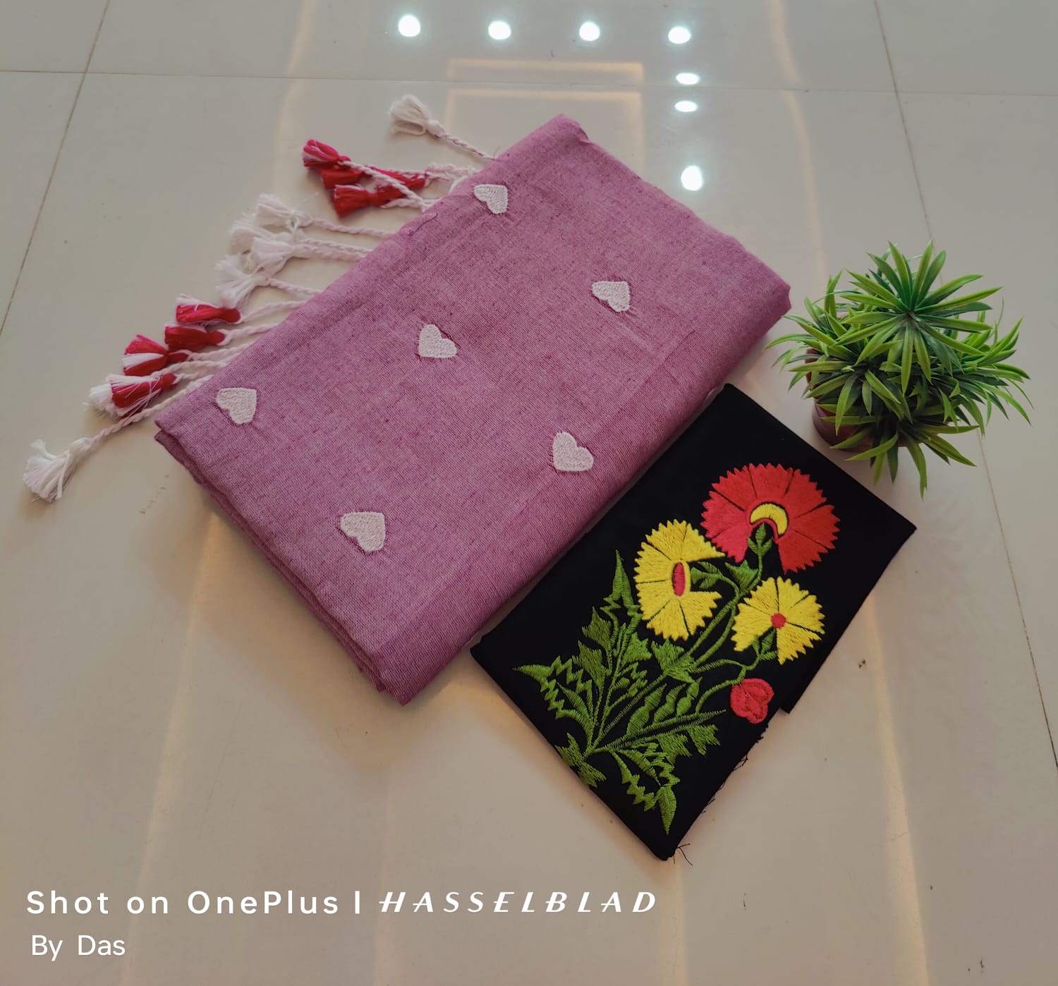 Embroidered Fabric saree Set