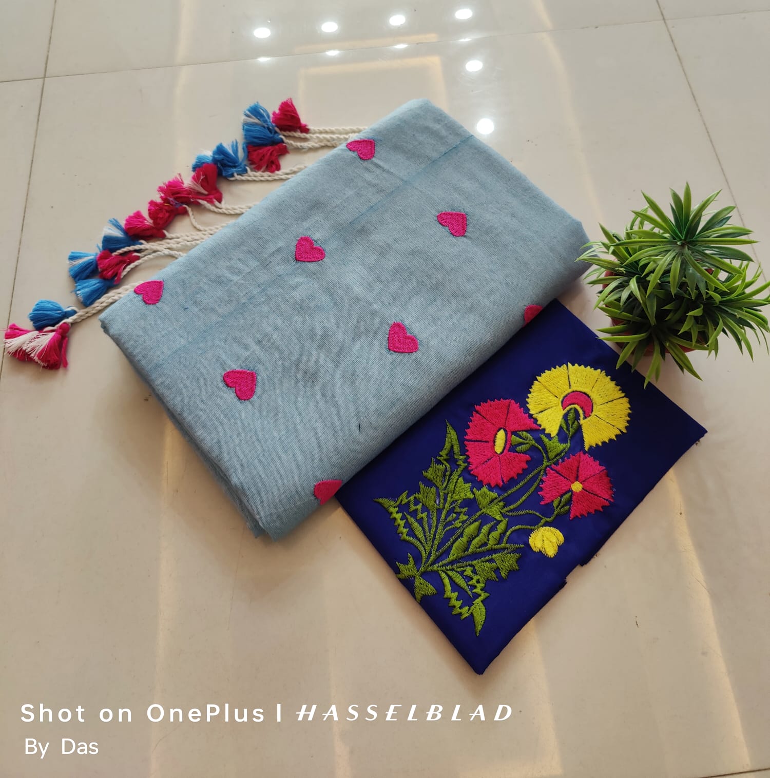 Handloom Best Quality  Khadi by cotton LOVE Embroidery Saree