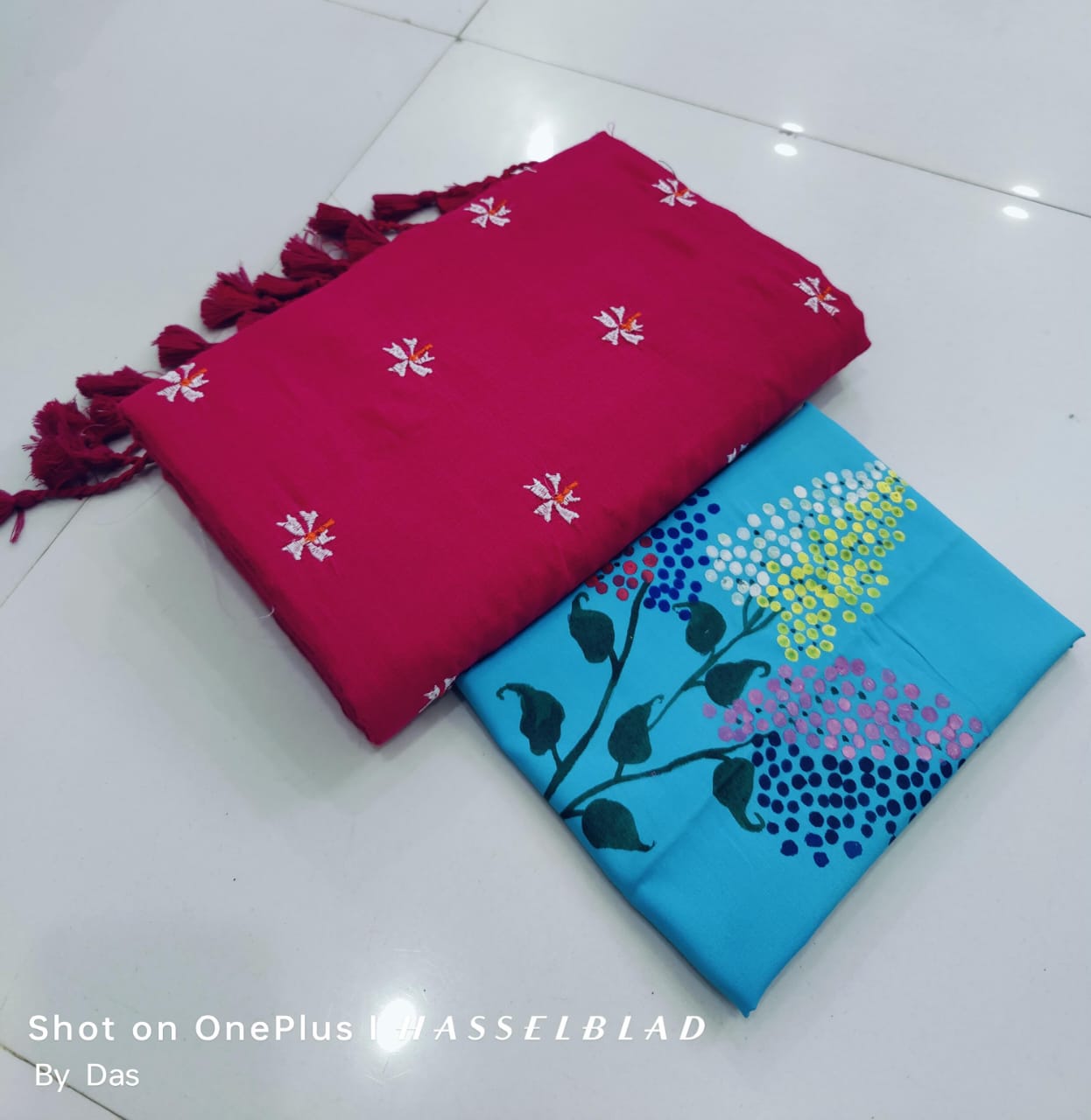 Embroidered Red and Blue Fabrics