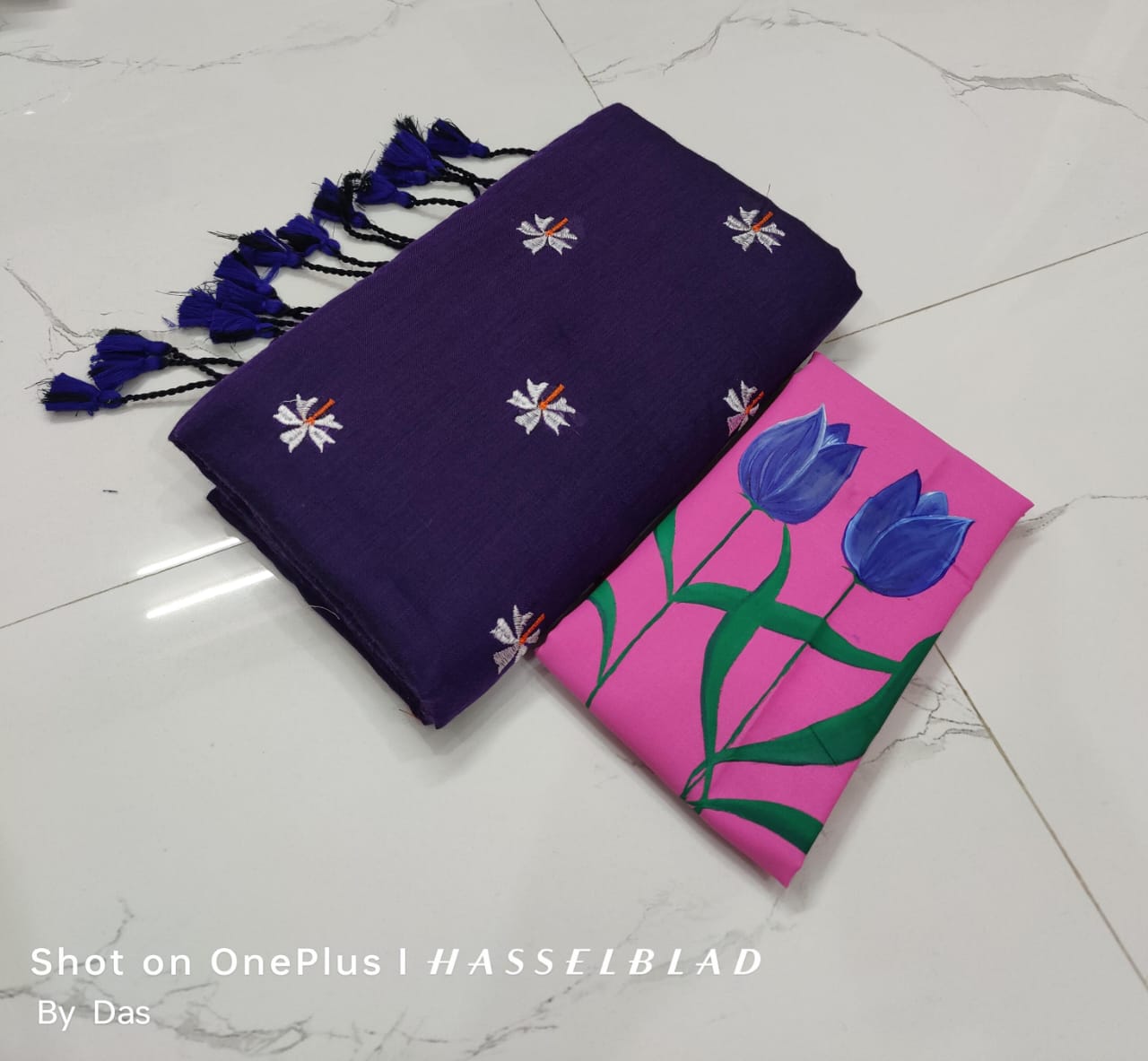 Traditional Saree with Floral Blouse