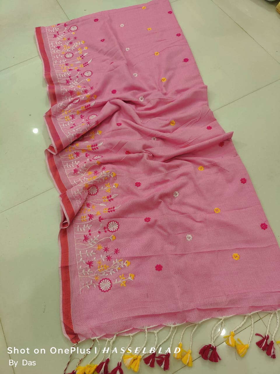 Pink Embroidered Shawl
