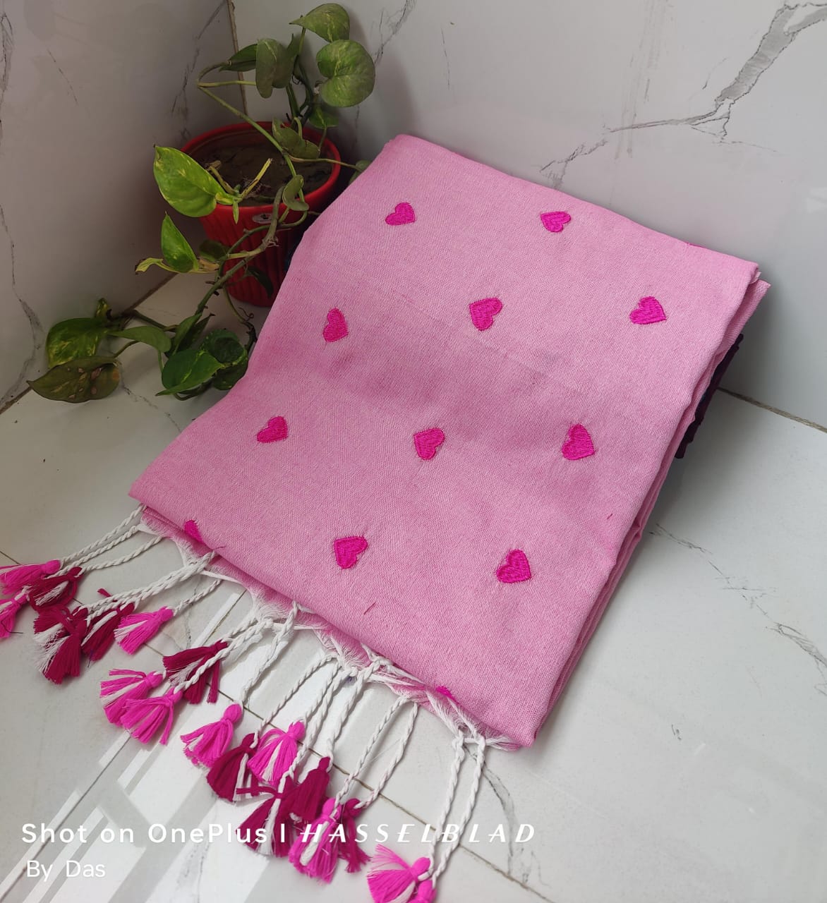 Pink Embroidered Shawl