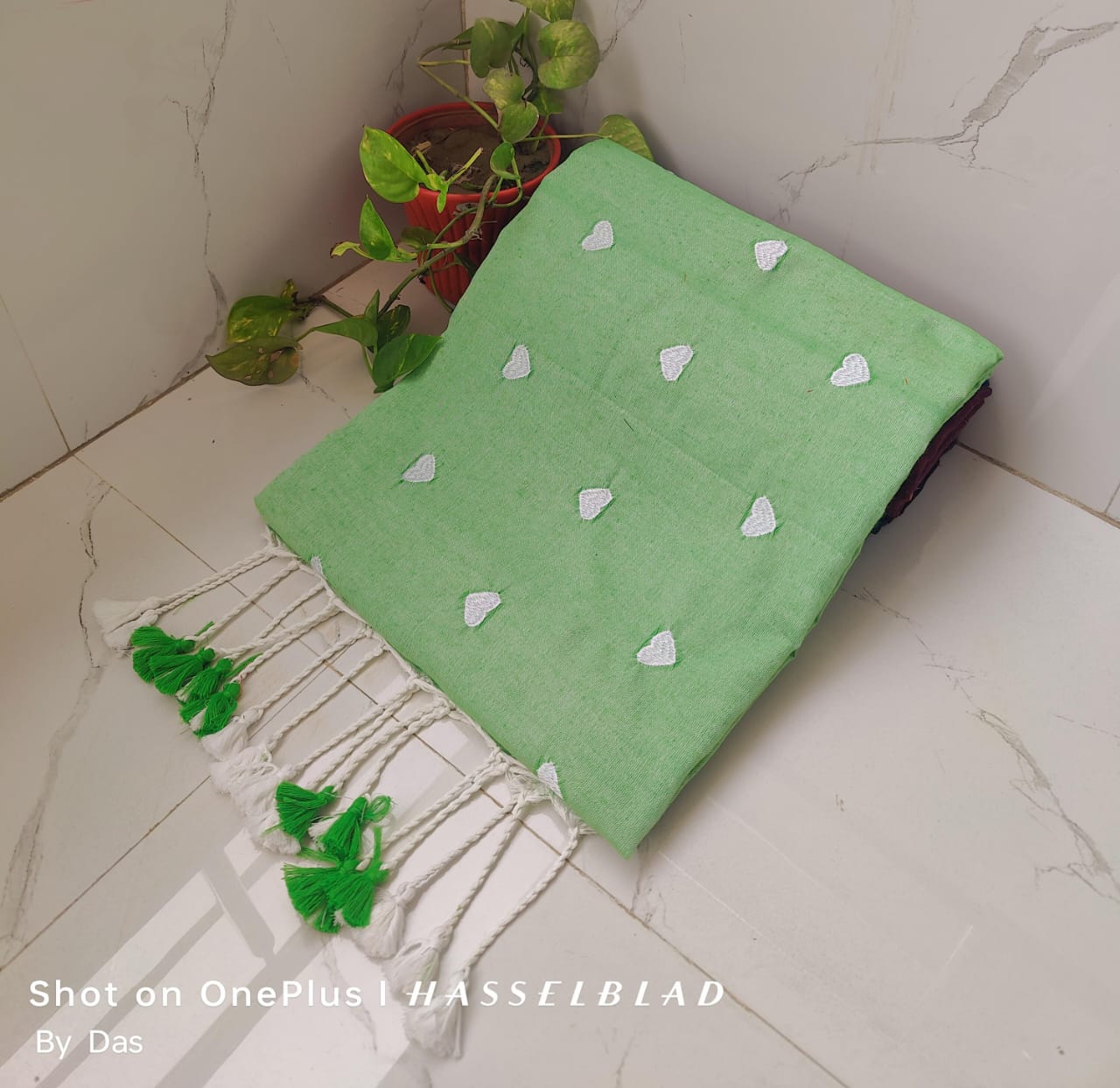 Green Embroidered Scarf