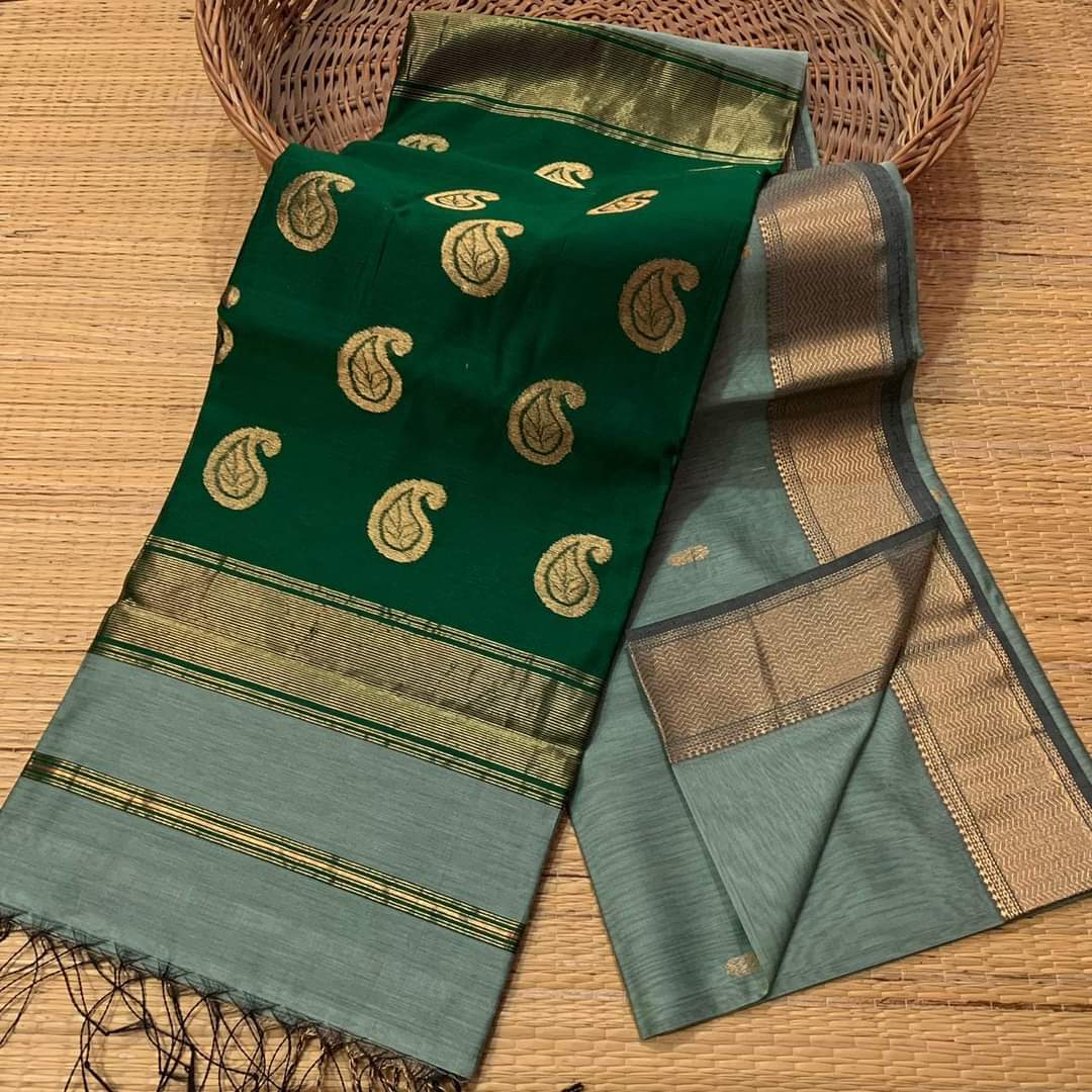 Green and Gold Silk Saree