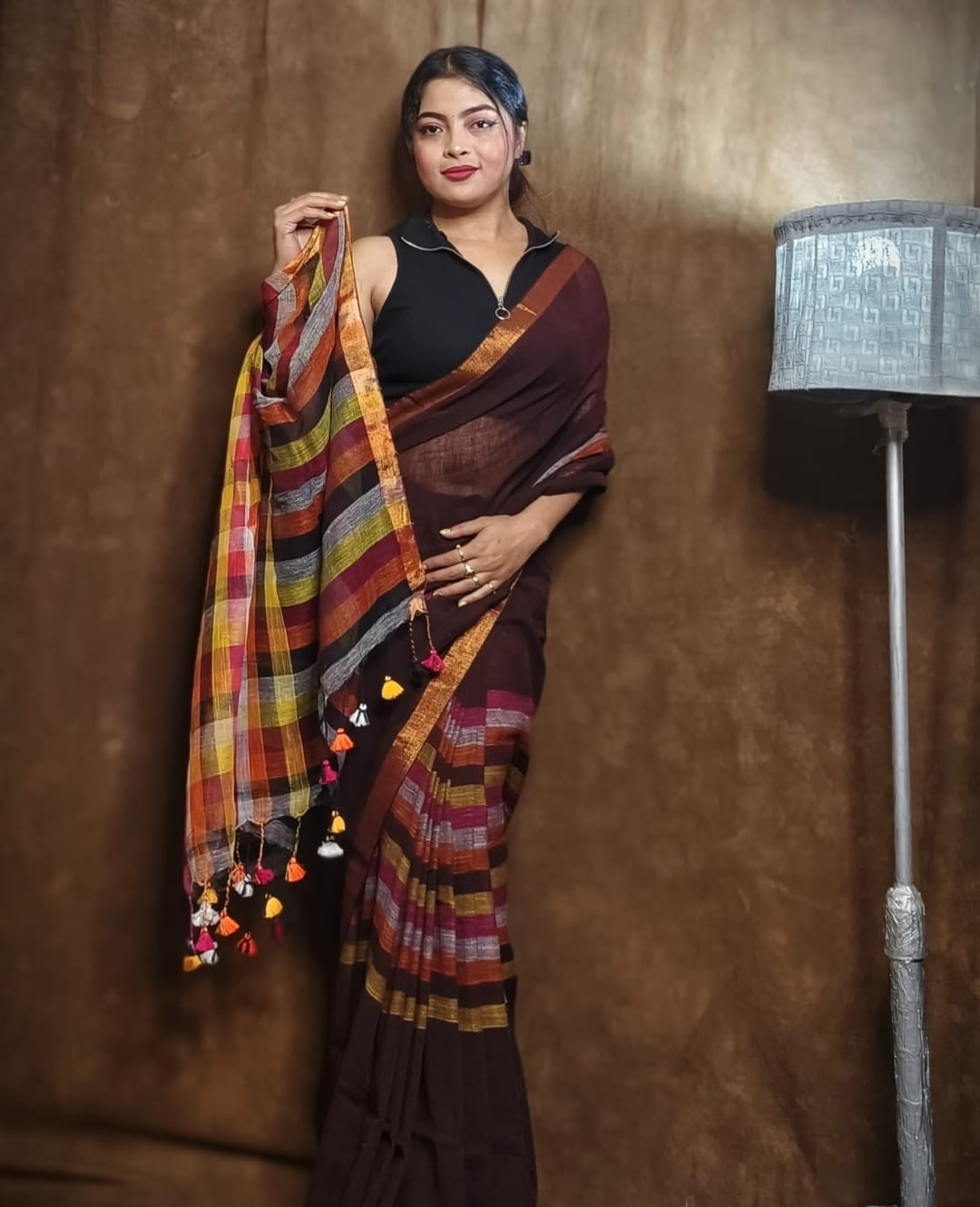 Traditional Handloom LINEN  Saree