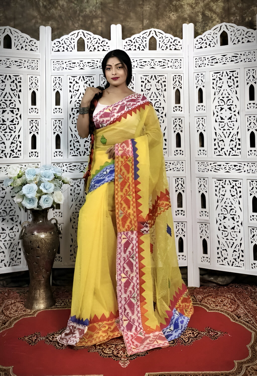 🌼Jamdani par applick work saree