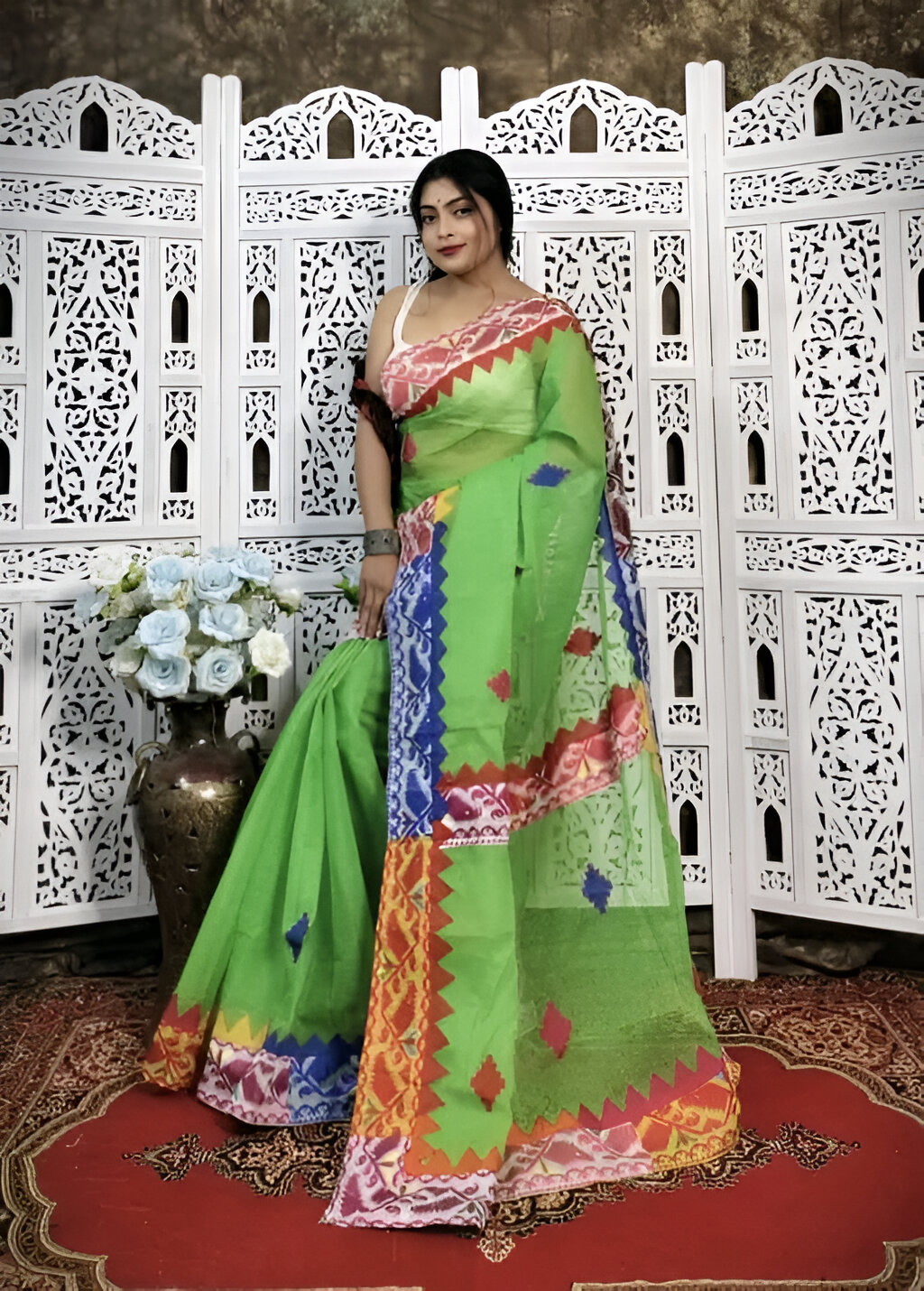 🌼Jamdani par applick work saree