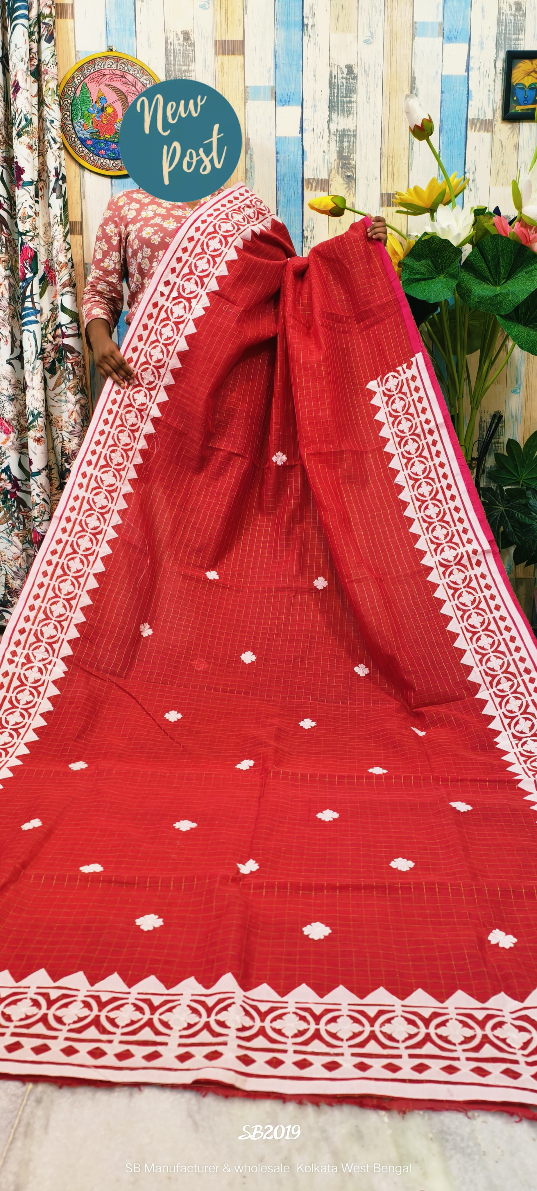 🌼Pure cotton applick work saree🌼